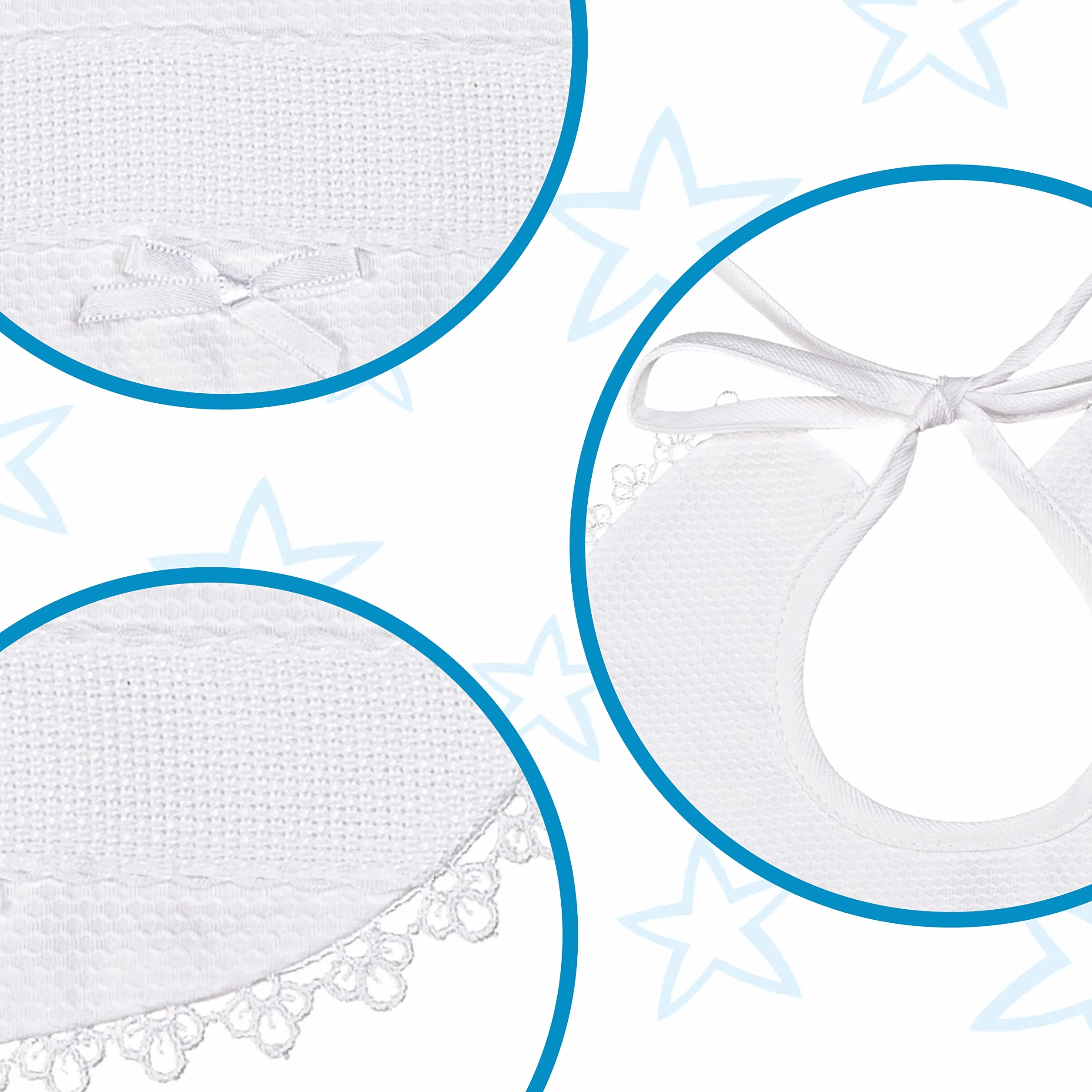 Bavaglino da Cerimonia Elegante in Cotone con Inserto in Tela Aida da Ricamare per Neonati - 100% Made in Italy