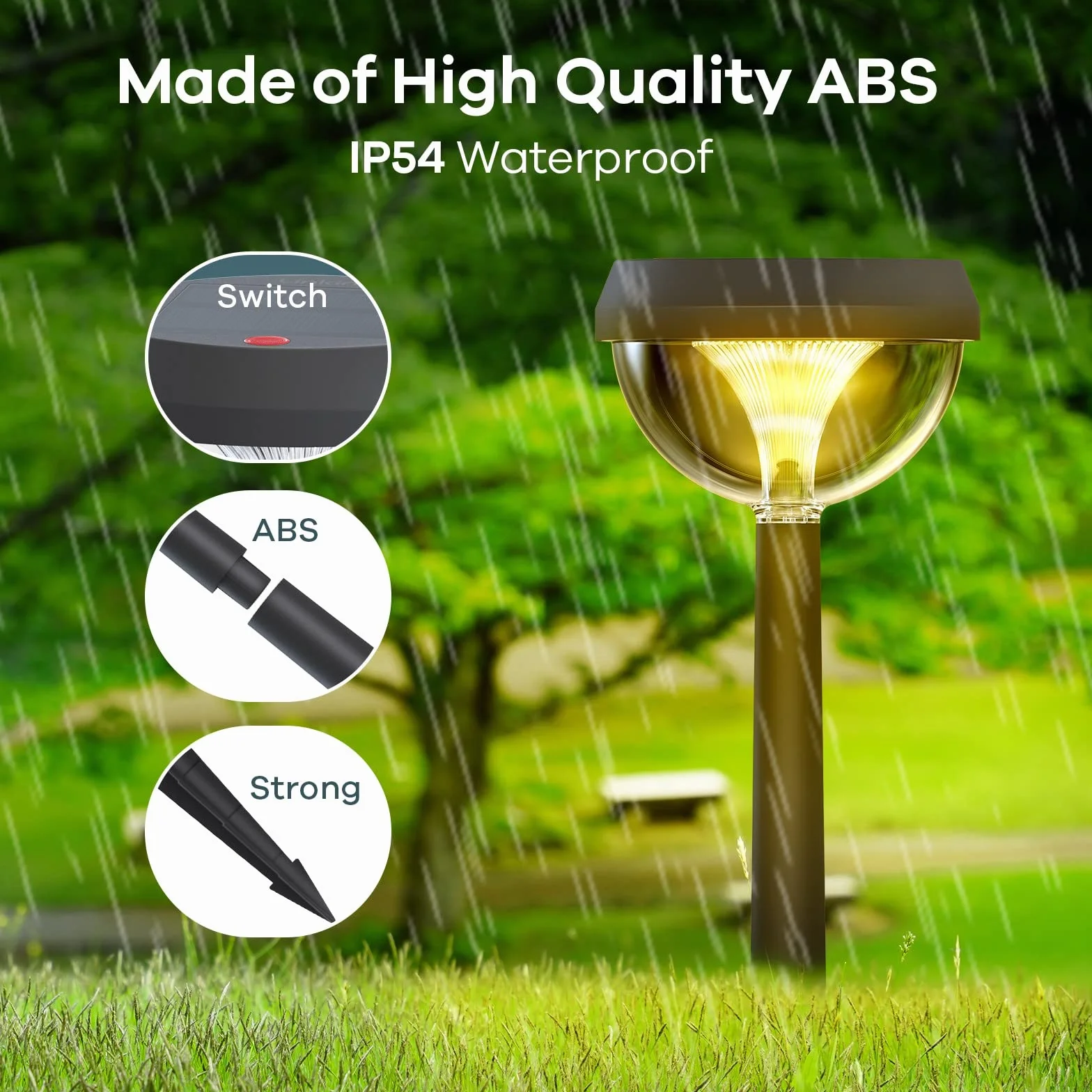Linkind luci solari esterno, 3 Modalità di Illuminazione, IP54 Impermeabile,lampada da giardino solare da esterno, Bianco Caldo (4 Pezzi)