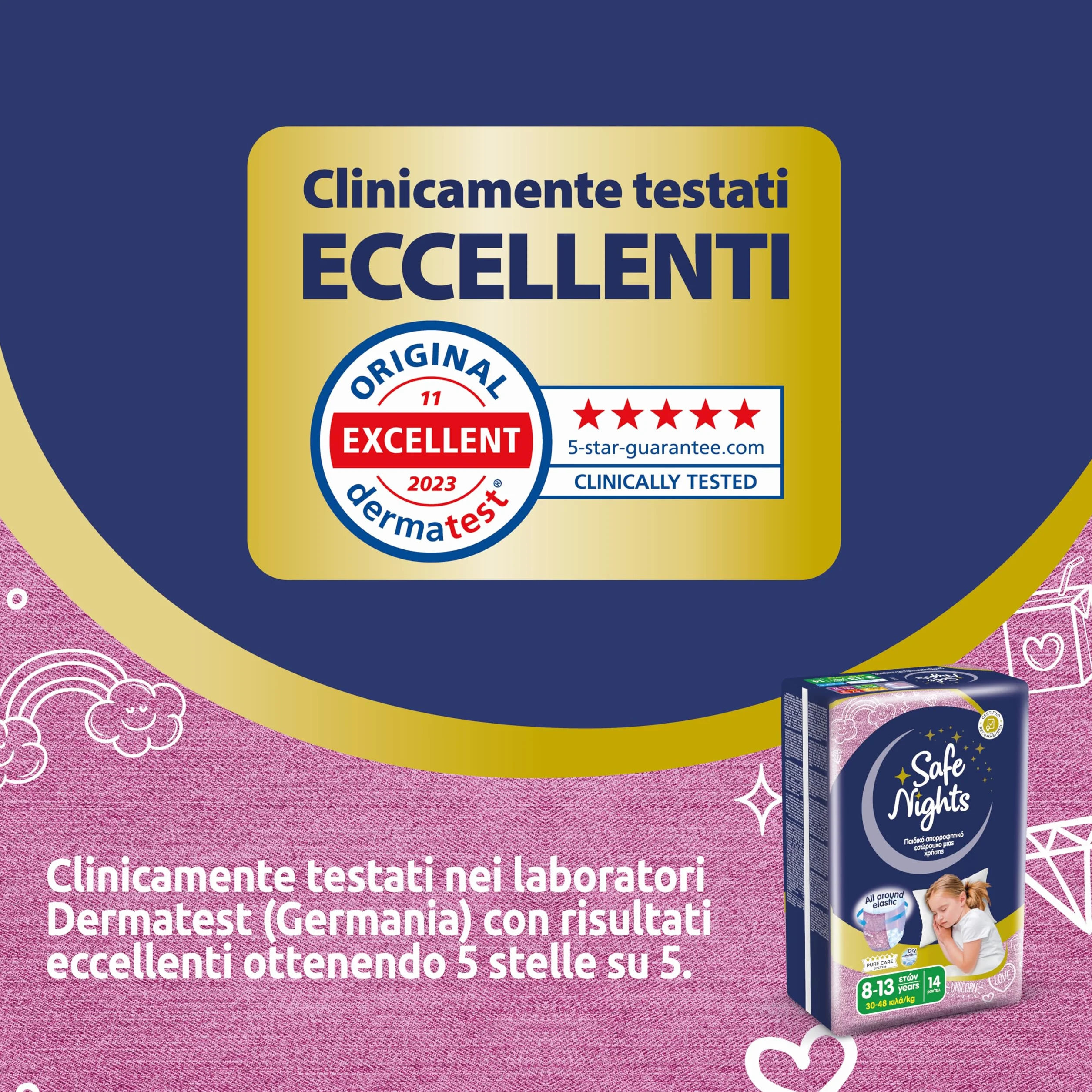 Babylino Safe Nights Girl Mutandina Assorbente Notte Bambina 8-13 anni 30-48kg 14 Unità