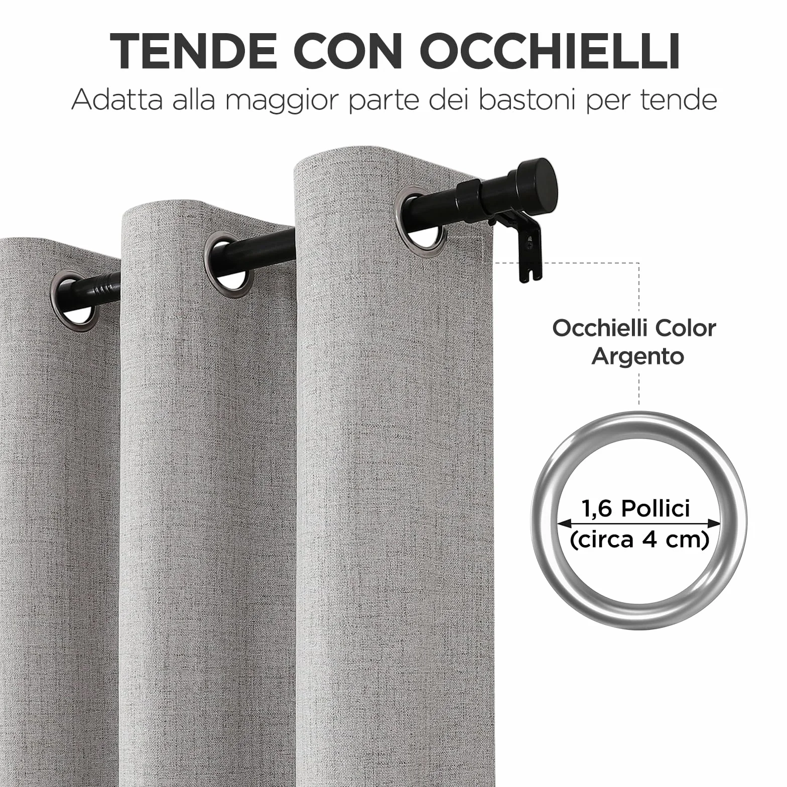 Joydeco Tende Oscuranti per Interni 2 Pezzi L 140 x A 200, Lino Termiche con Occhielli, Bianco