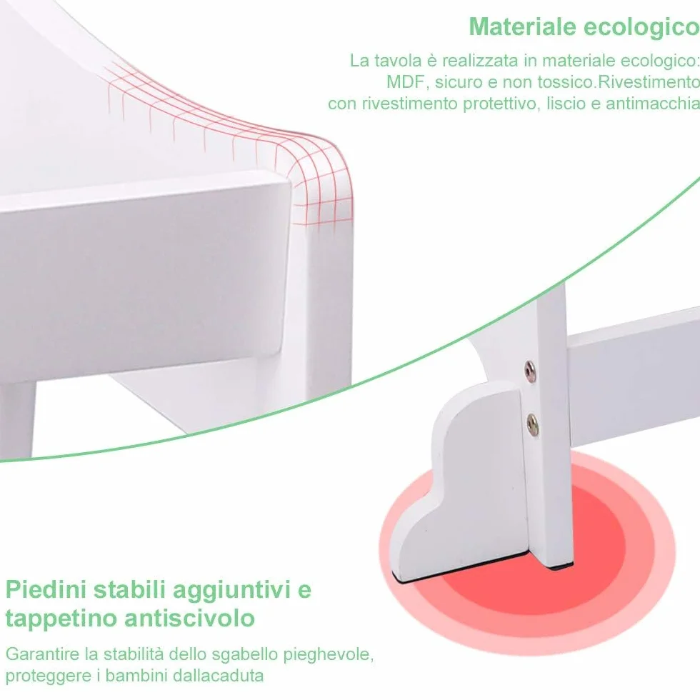 YOLEO Torre Montessoriana Bambini 3 in 1 Pieghevole Multifunzionale Learning Tower con Lavagna Magnetica Bifacciale Bianco