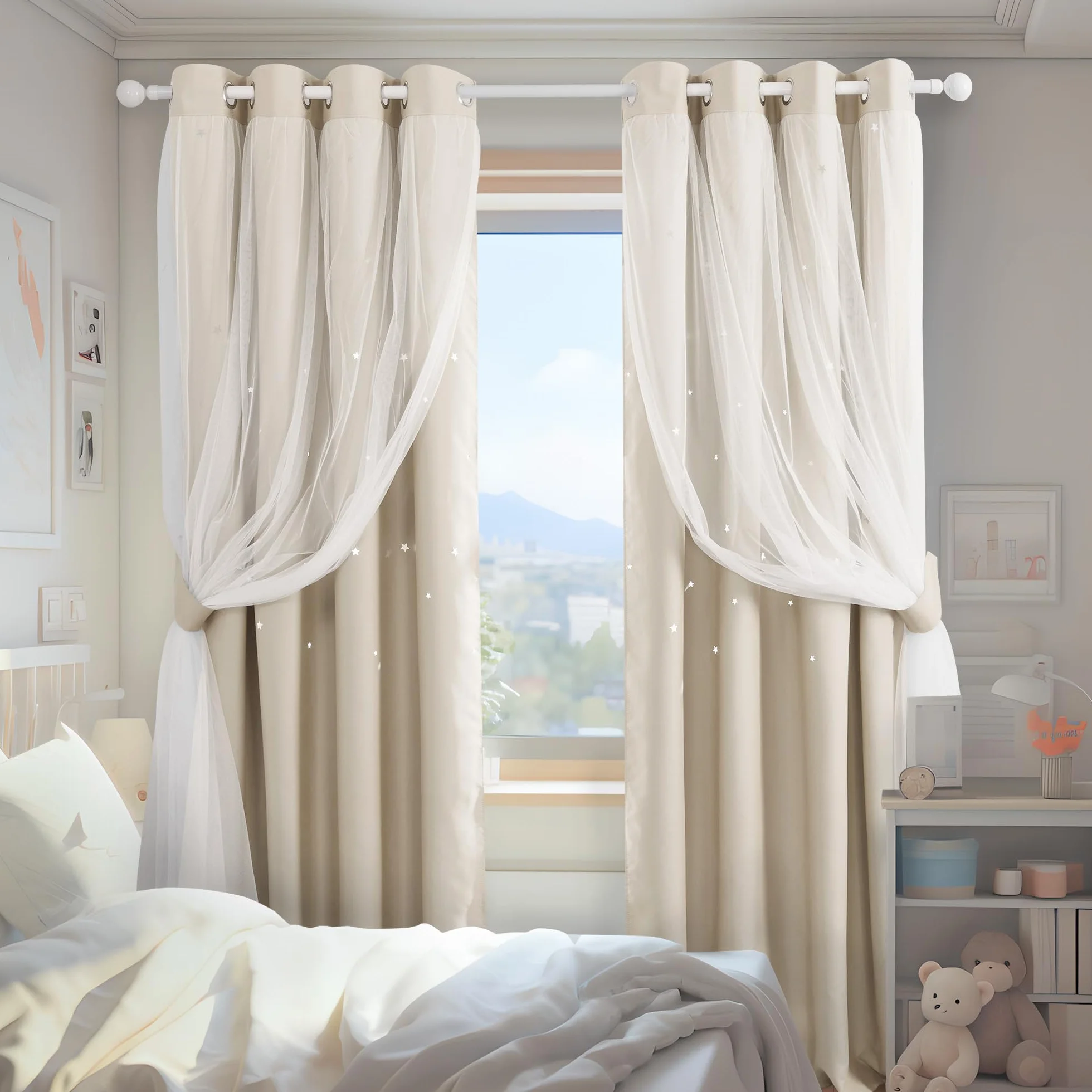 Deconovo Tende Oscuranti Termiche 140x240 cm, 2 Pezzi, Cachi Chiaro