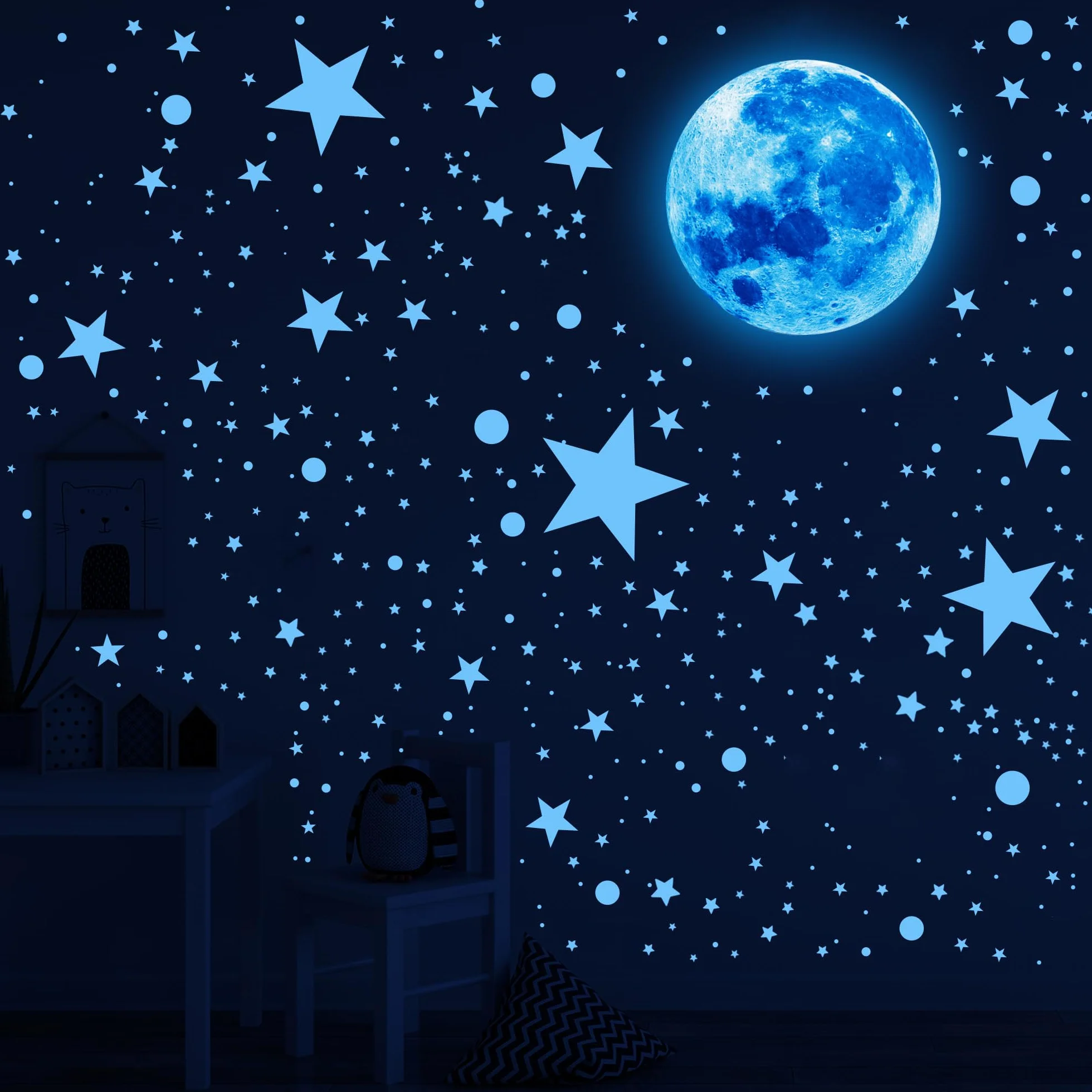 Adesivi Murali Stelle Fluorescenti 512 Pezzi Decorazione per Cameretta