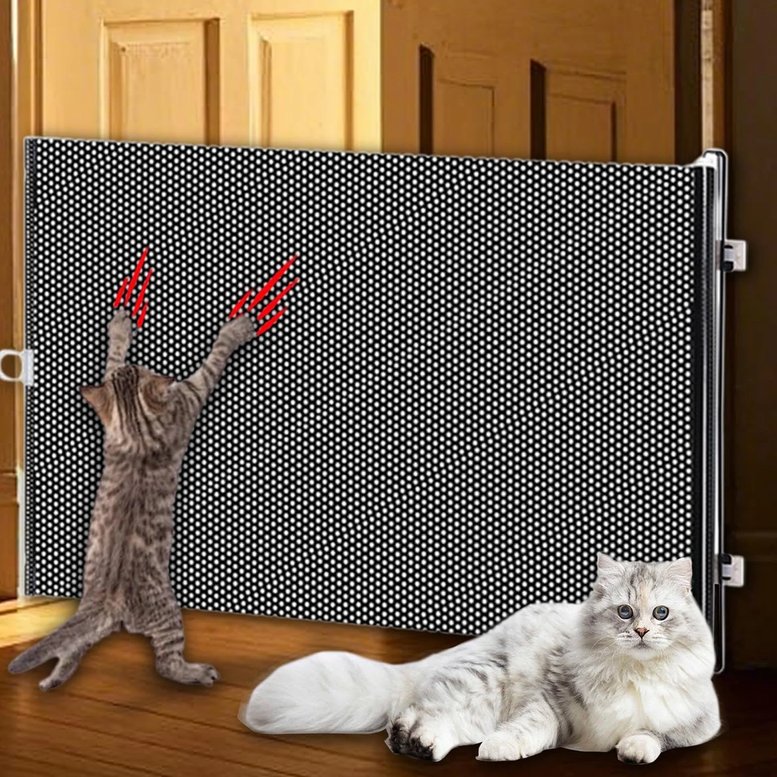 Cancello per cani retrattili Gatti di gatto per porte, recinzione animale multifunzionale barriere portatili