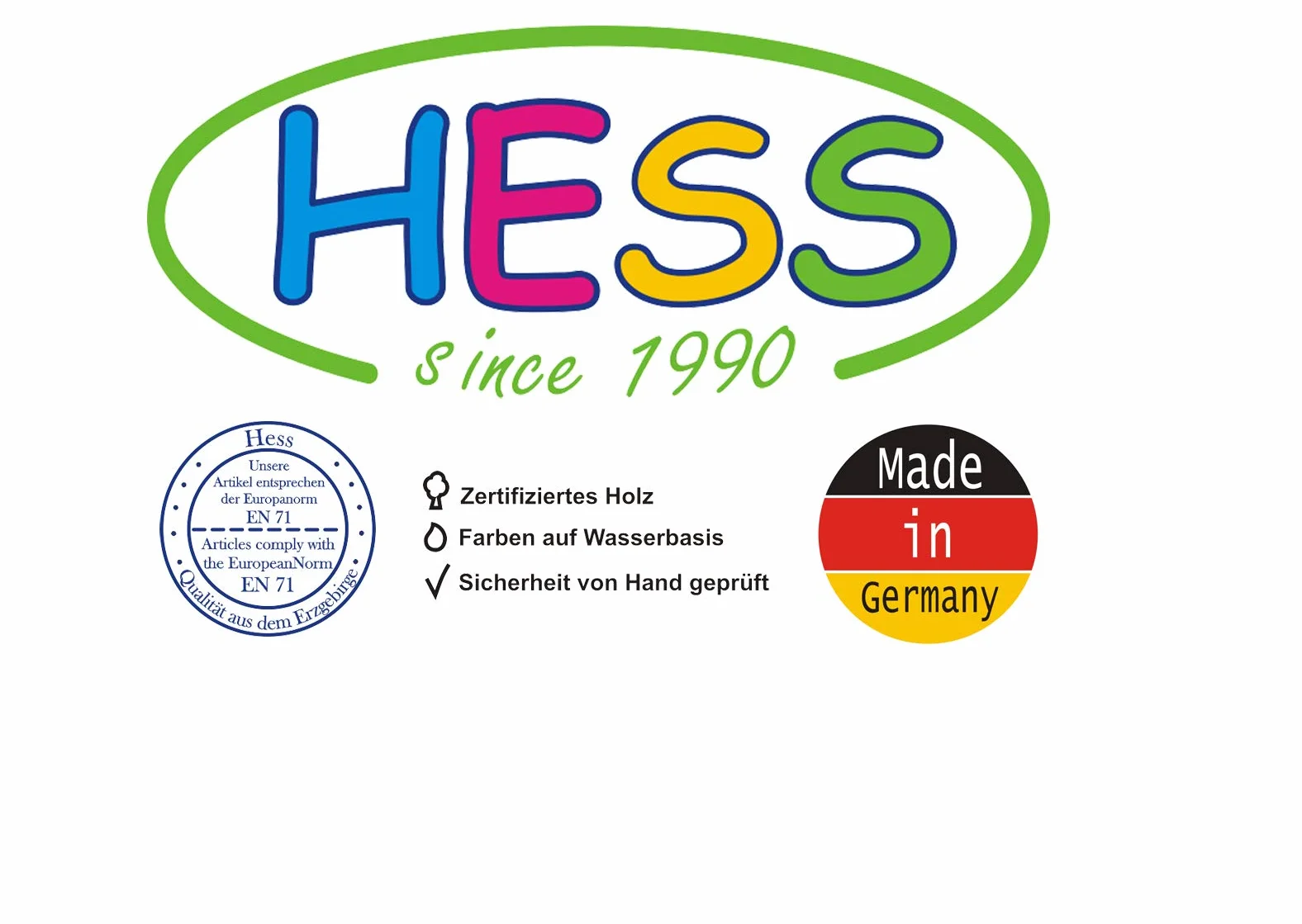 Hess Holzspielzeug Appendiabiti in Legno Serie Agricola 5 Ganci per Bambini