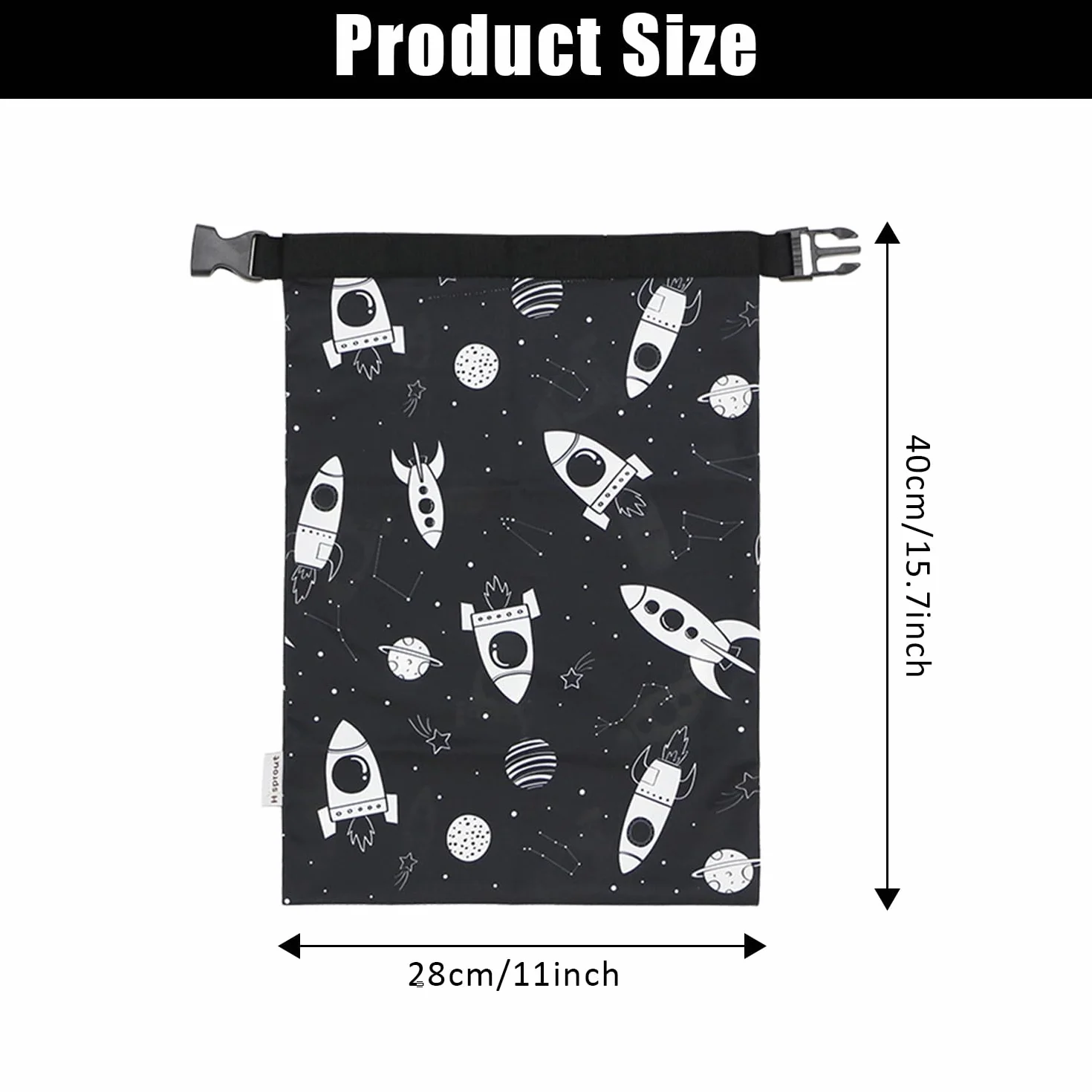 Borsa Impermeabile Umida/Secca con Fibbia Lavabile Riutilizzabile per Pannolini Umidi Costumi Bagnati Neri