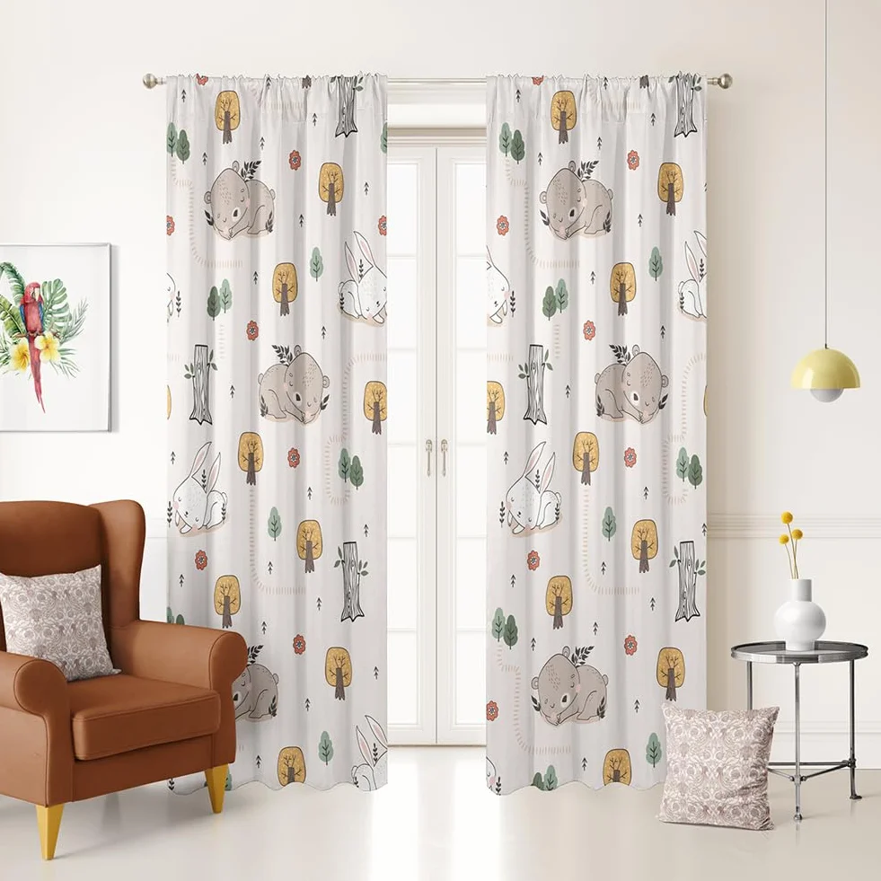Tende per bambini a motivi animali oscuranti 2 pezzi 160 x 107 cm