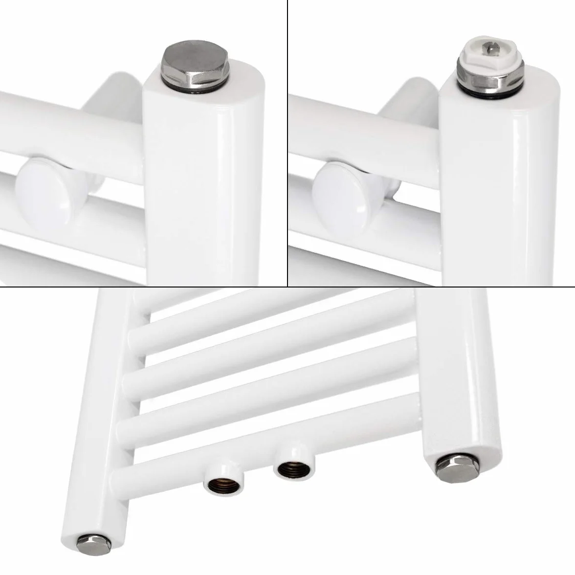 ECD Germany Radiatore Scaldasalviette Sahara 300x1400mm Bianco Dritto Chiusura Centrale