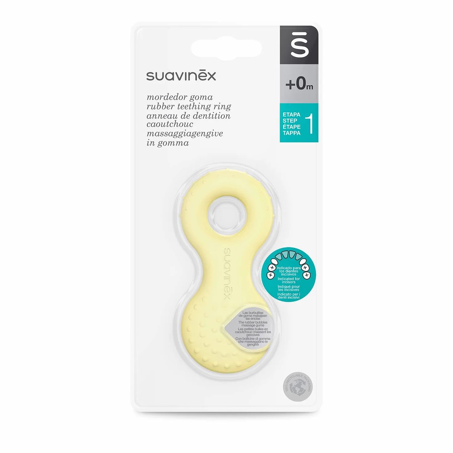 Suavinex Anello di dentizione in gomma per neonati +0 mesi Giallo