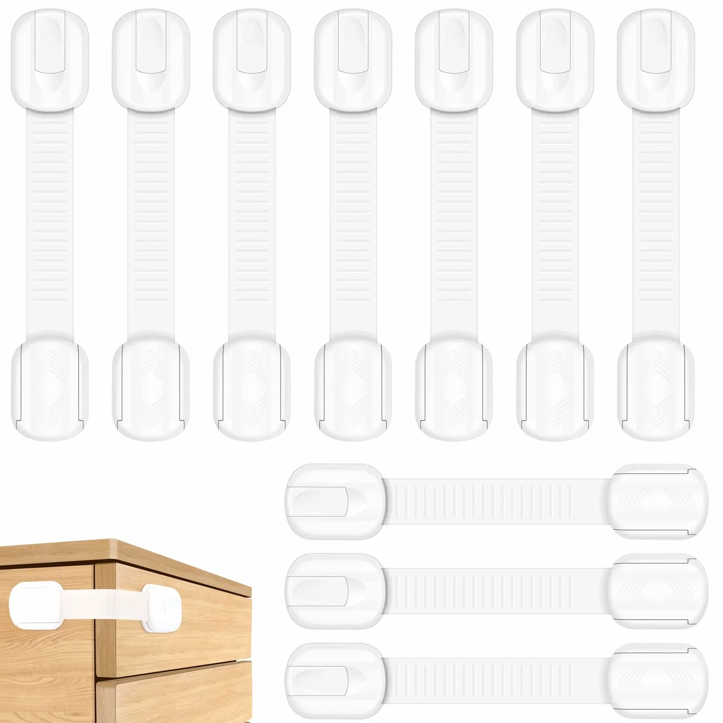 Sicurezza Cassetti Bambini Chiusure per Armadietto Cassetto Armadio Frigorifero Blocca Cassetti con Adesivo Bianco