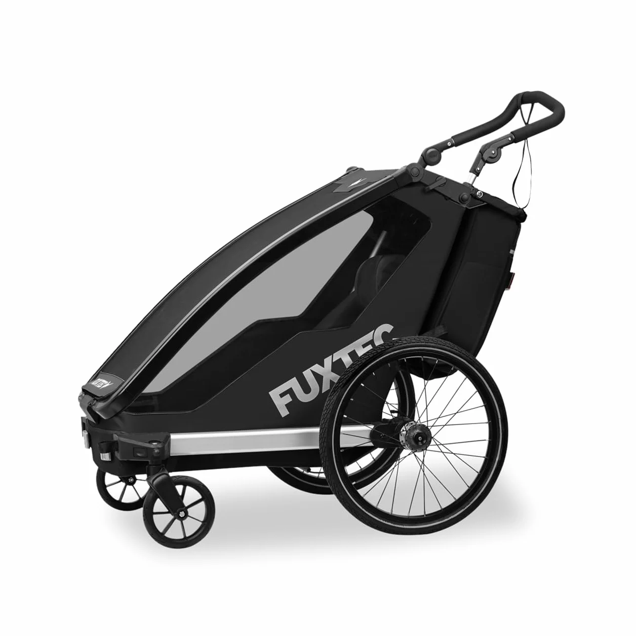 FUXTEC Rimorchio per Bici FX-FA1S Carrello 1 Posto Bambini Pieghevole Parasole Parapioggia Cintura Sicurezza