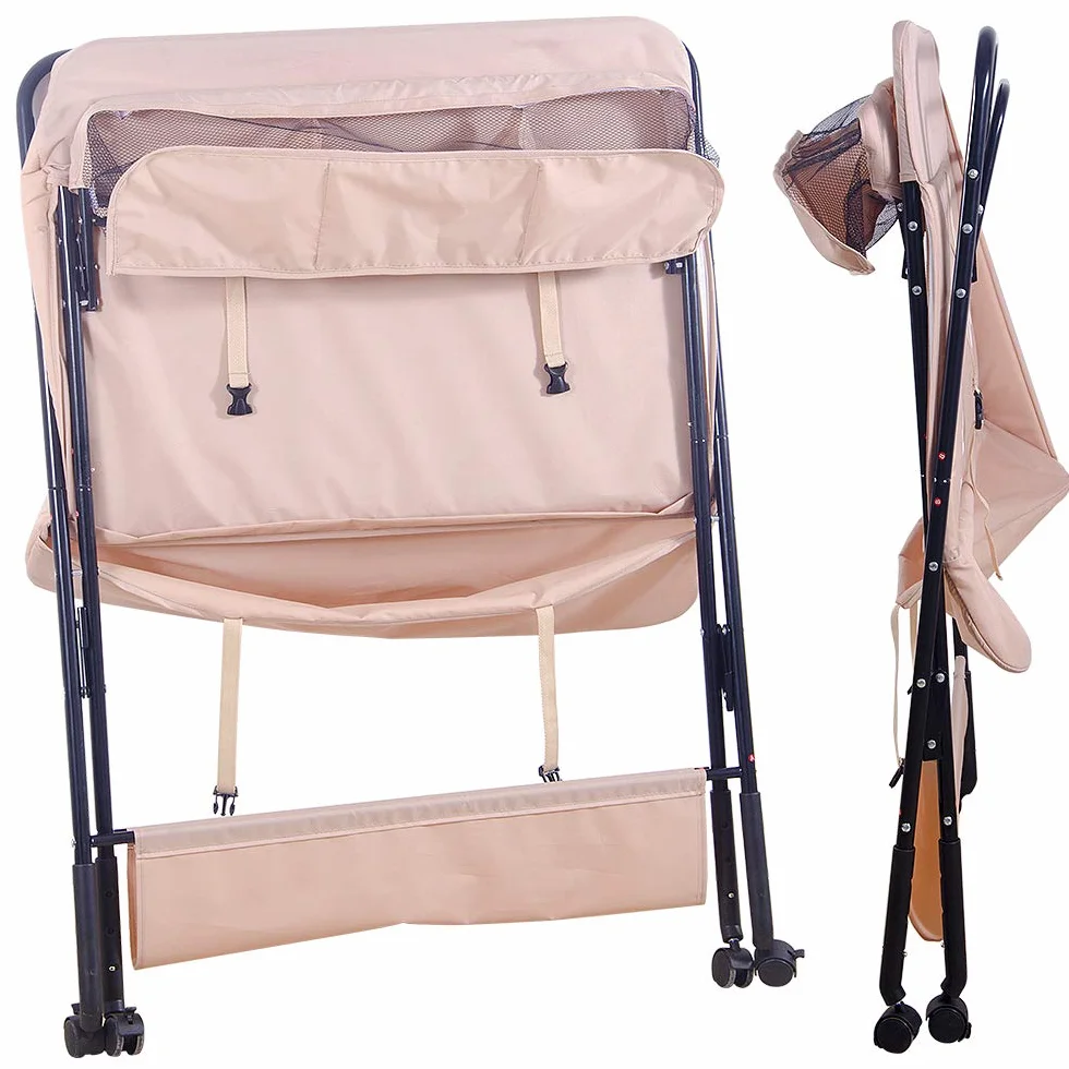Fasciatoio Pieghevole per Bagnetto Neonati, Tavolo Cambio Pannolini Multifunzionale Portatile con Tasche a Rete e Salvaspazio, Antibatterico