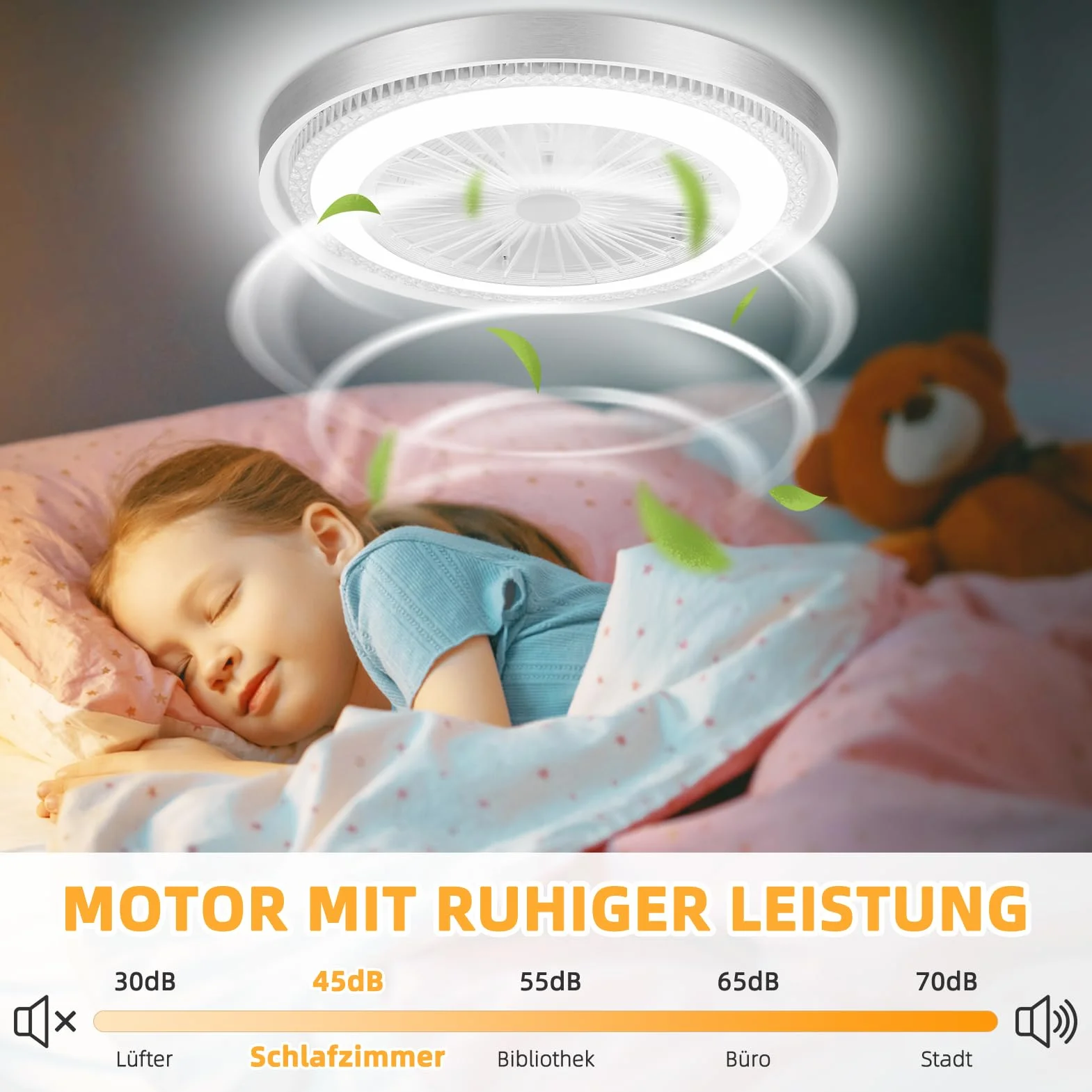 Ventilatore da Soffitto con Luce,50W Ventilatore da Soffitto con Luce e Telecomando & APP,Ultra-Silenzioso|6 Velocità| Motore DC Reversibile|Dimmerabile Plafoniera con Ventilatore,Ø51cm