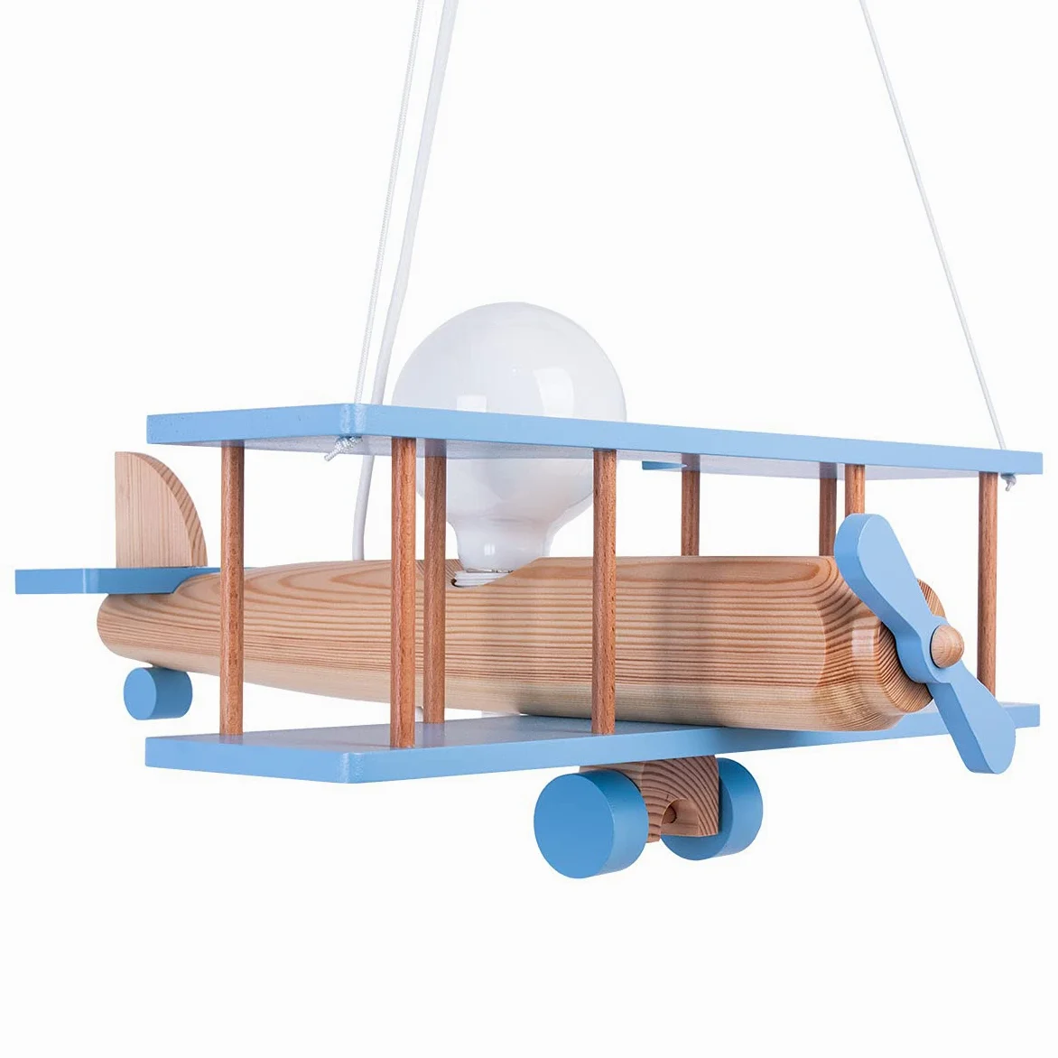 ItalPol Produkt Lampada in legno da soffitto, lampadario a sospensione Aereo 45cm x 42cm per cameretta bimbo.