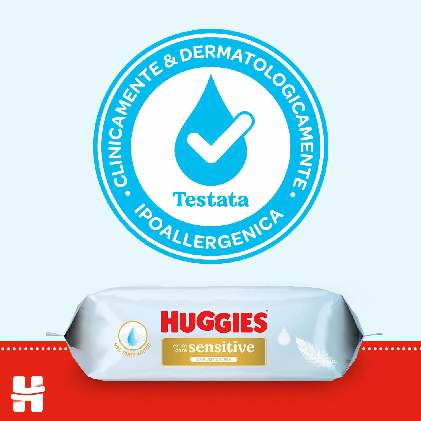 Huggies Extra Care Sensitive Salviette Neonato 99% Acqua Pura 100% Plastic-free 384 Pz
