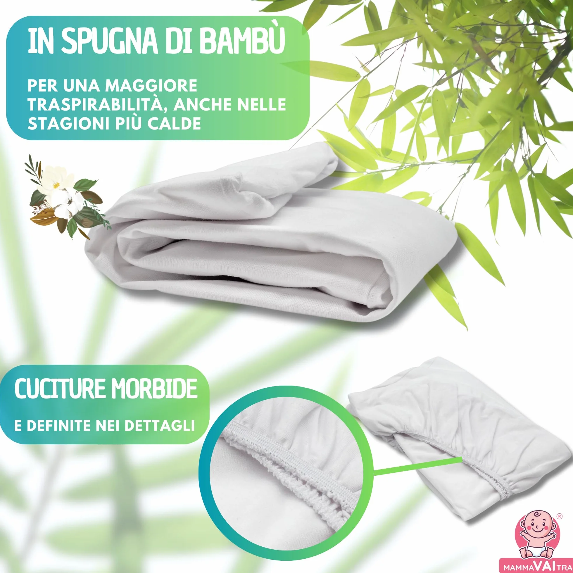 Coprimaterasso Singolo Impermeabile Bambù 80x190x30 cm 80x200x25 cm