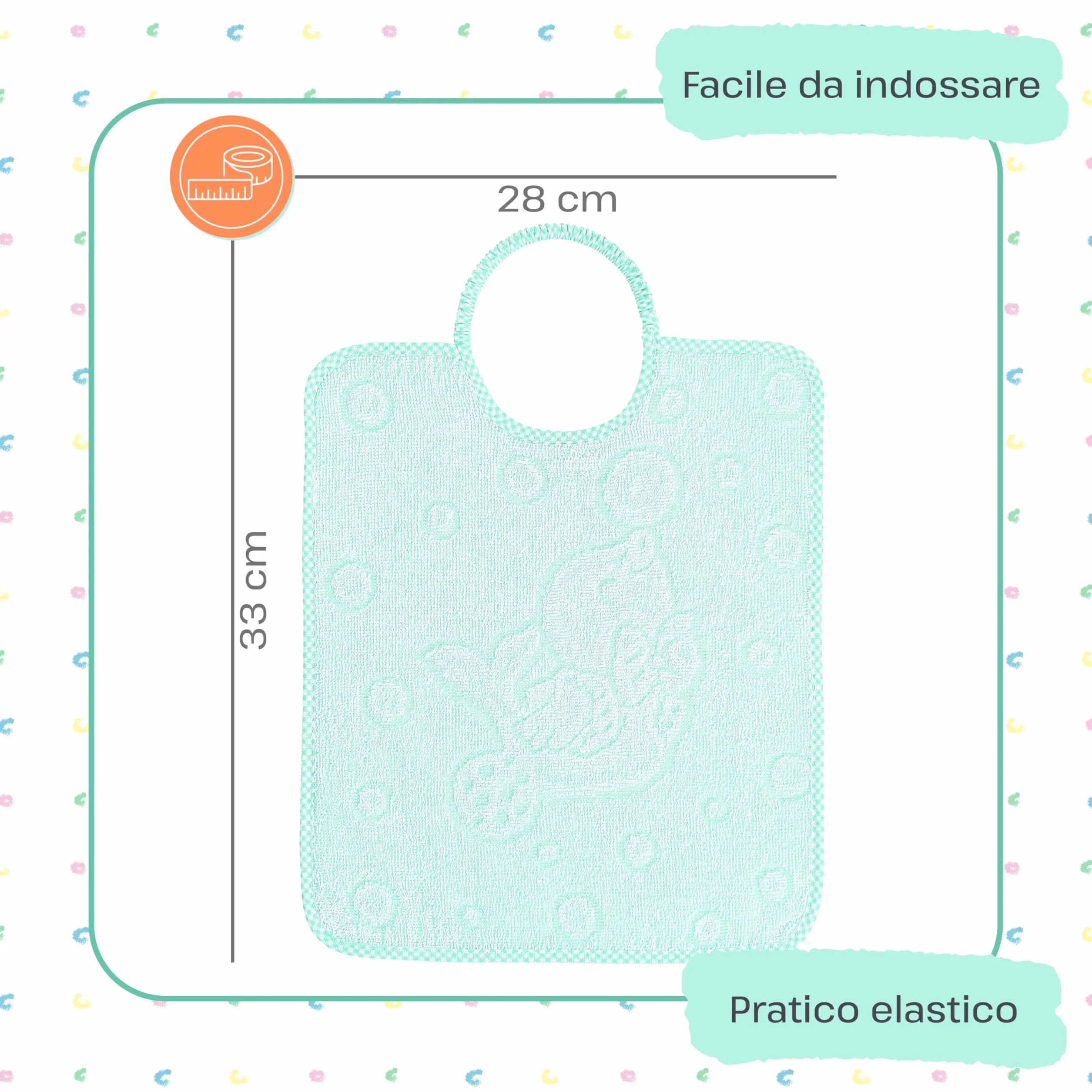 Bavaglini asilo elastico spugna cotone bambini prodotti in Italia