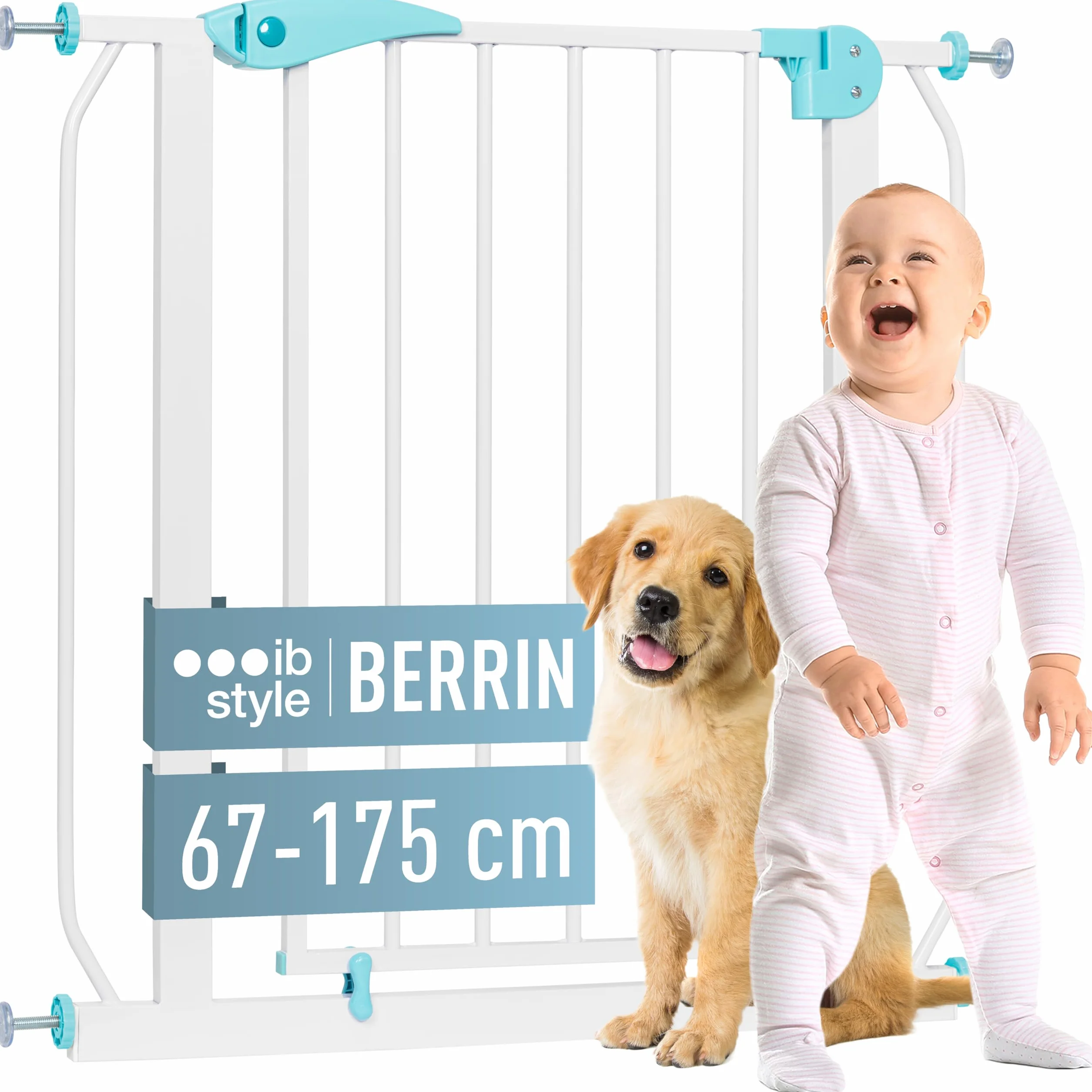 Berrin Cancelletto di Sicurezza per Porte 105-115 cm Metallo Bianco Turchese
