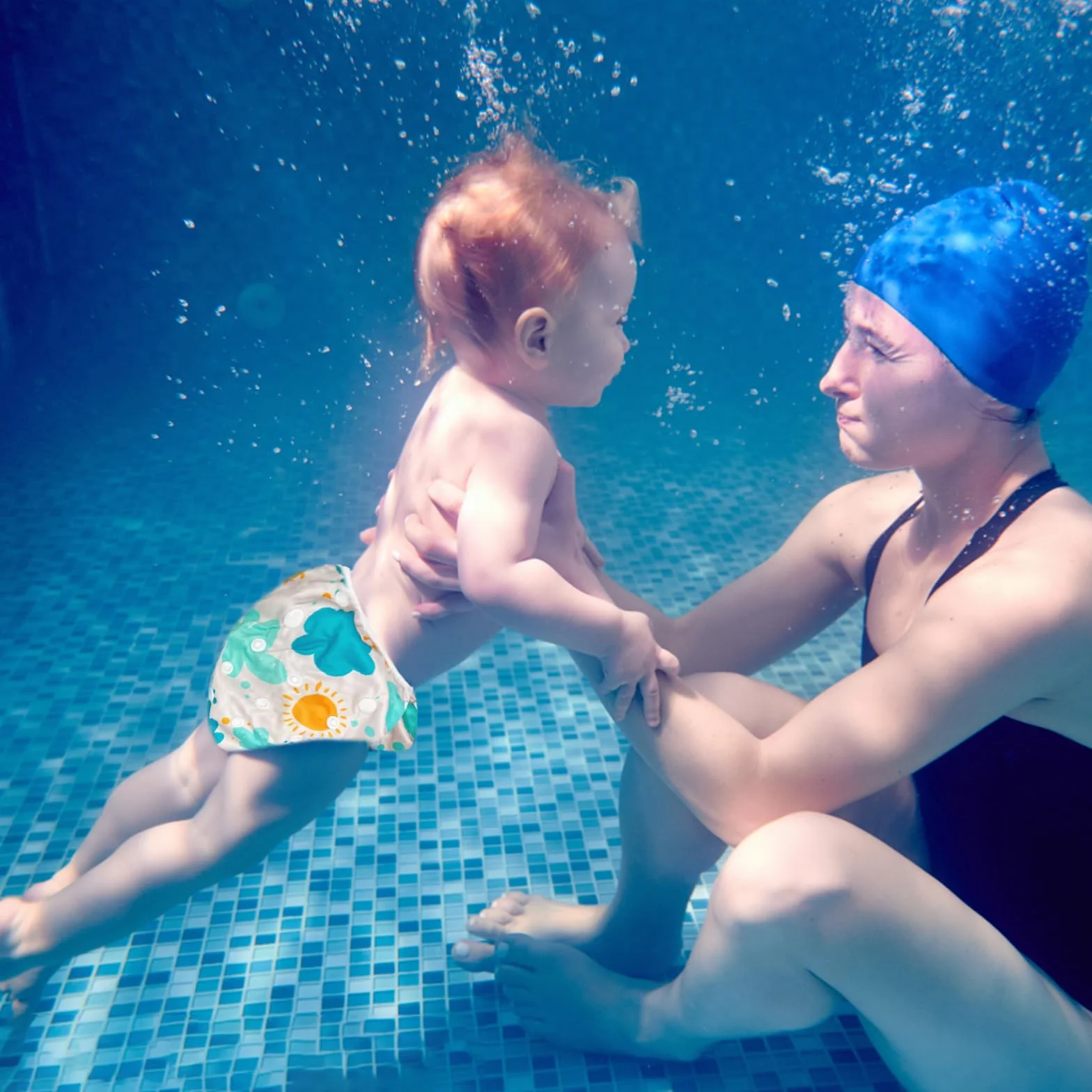 Pannolino da Nuoto Riutilizzabile Lavabile per Neonata 0-2 Anni Costume Regolabile 3-15 kg