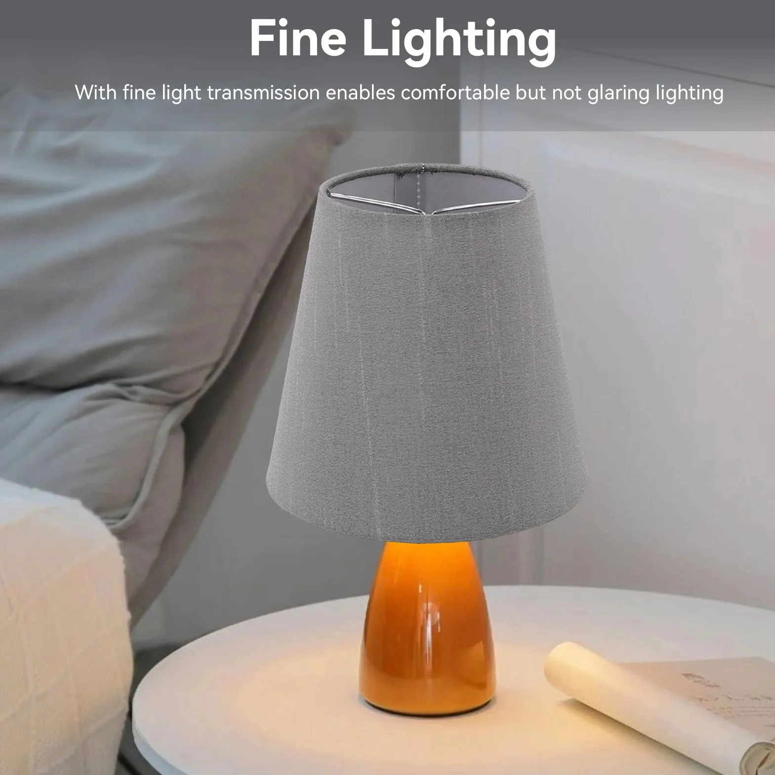 Cyrank Paralume a Lampadina a Clip,Paralume in Tessuto Grigio da 6 Pezzi Paralume per Lampada da scrivania E14 Paralume Tessuto Piccolo Avorio,Piccolo per lampade da Parete con lampadario da Tavolo