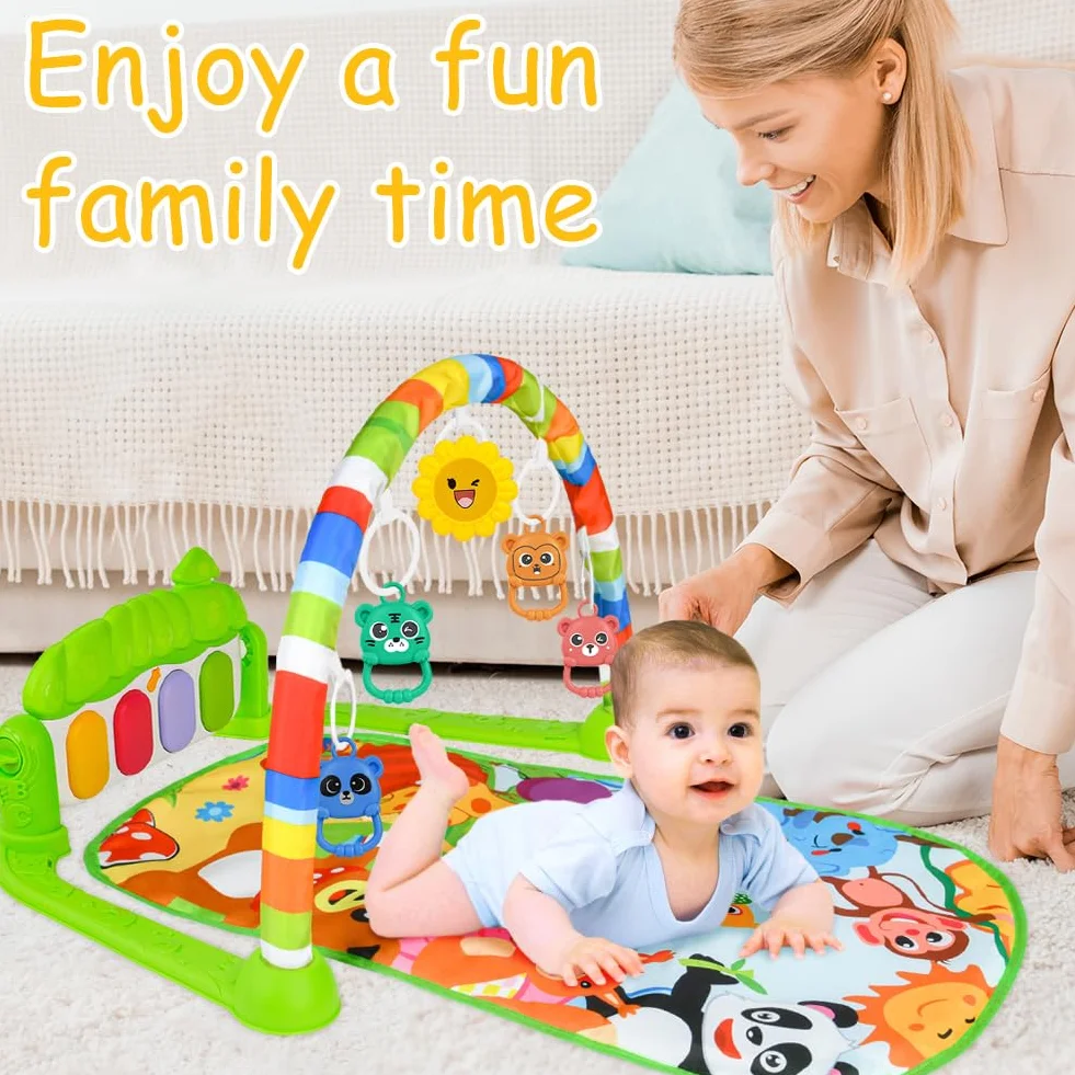 AOMIG Tappetino da Gioco per Palestra Baby Piano, Tappetino Attività Musicale per Neonati 0-36 Mesi