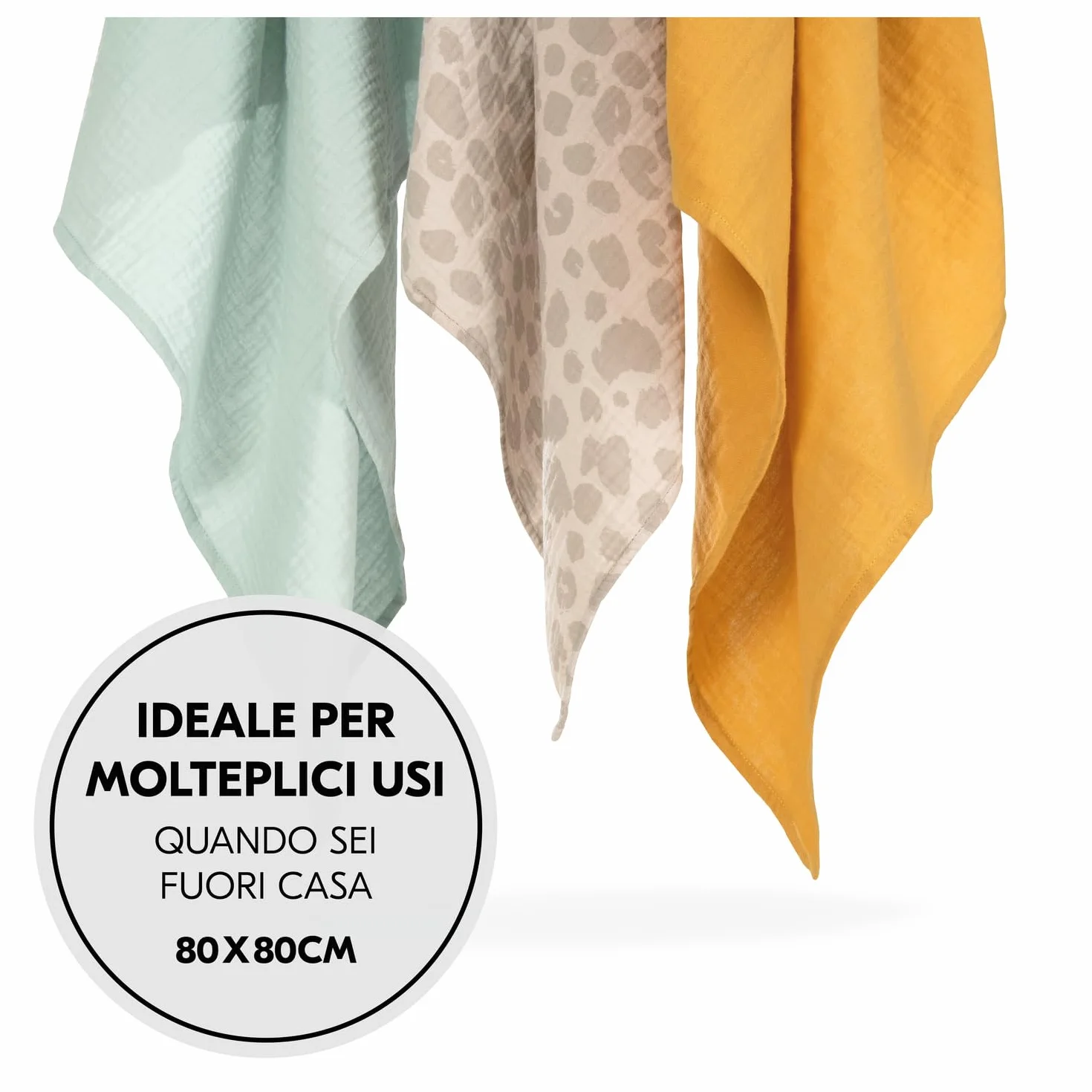 Hauck Cuddle N Clean Set 3 Pezzi Mussole Neonato 80 x 80 cm 100% Cotone Traspirante