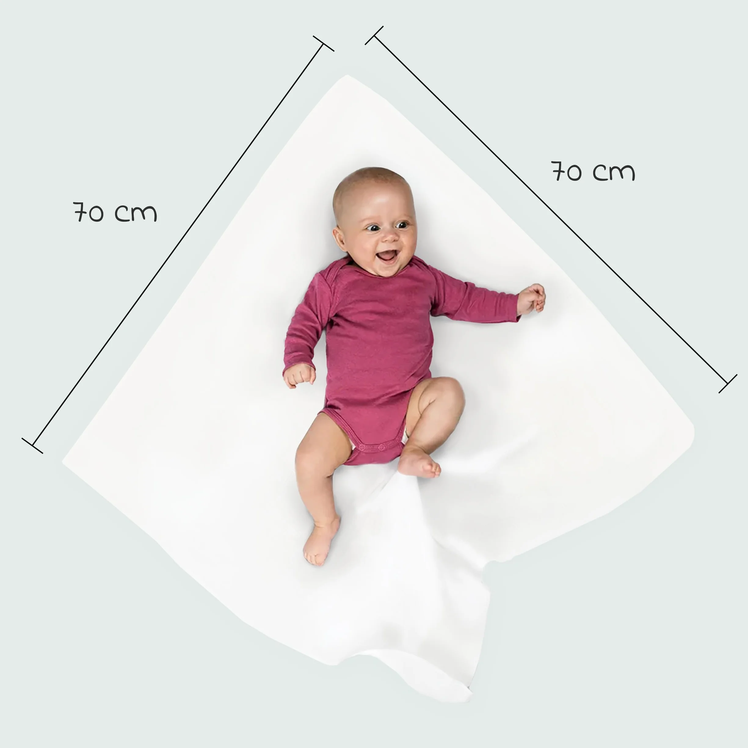 Mussole Neonato 70x70cm Cotone 100% OEKO-TEX Standard 100 Verde Bianco Menta Grigio Conf. 4