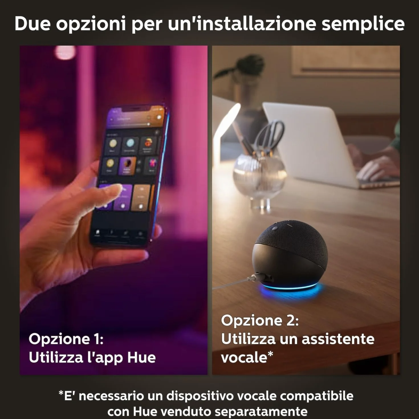 Philips Hue White and Color Ambiance Lampadina Smart LED, Attacco E27, Luce Bianca o Colorata, 6.5W, confezione da 4