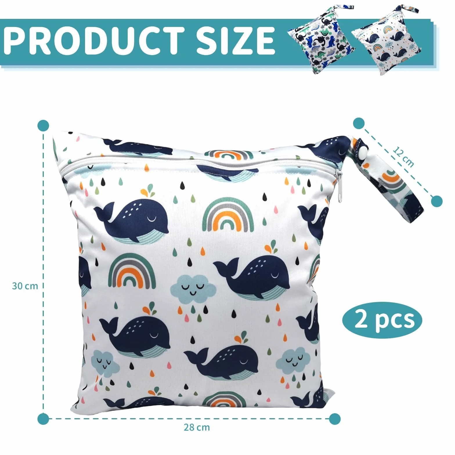 Wetbag Kindergarten 28x30 cm Borsa Impermeabile con Cerniera per Pannolini Nuoto Costumi da Bagno 2 Pezzi TPU
