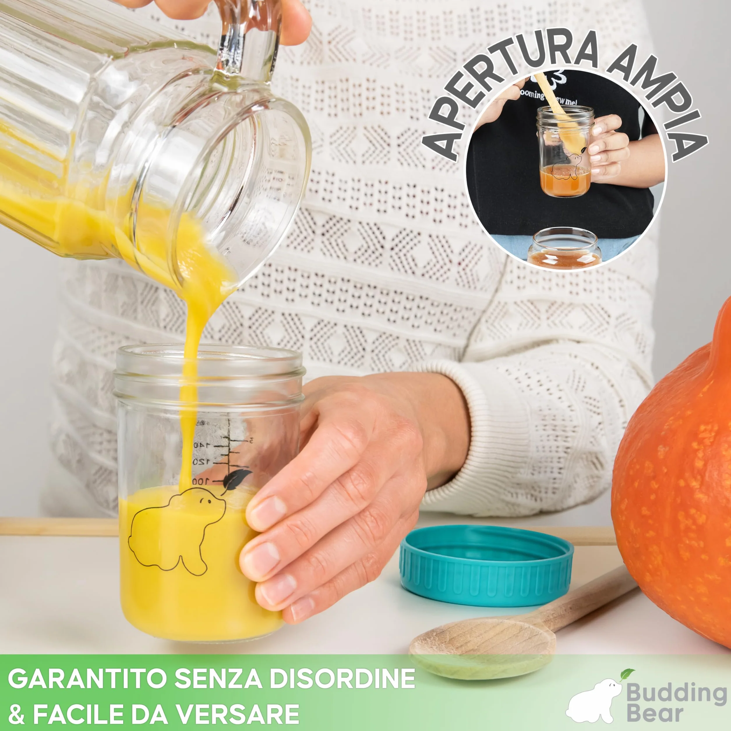 Contenitori in Vetro per Bambini 240 ml 6 Pezzi - Sicuri per Microonde Freezer - Senza BPA - Vasetti Pappa Riutilizzabili