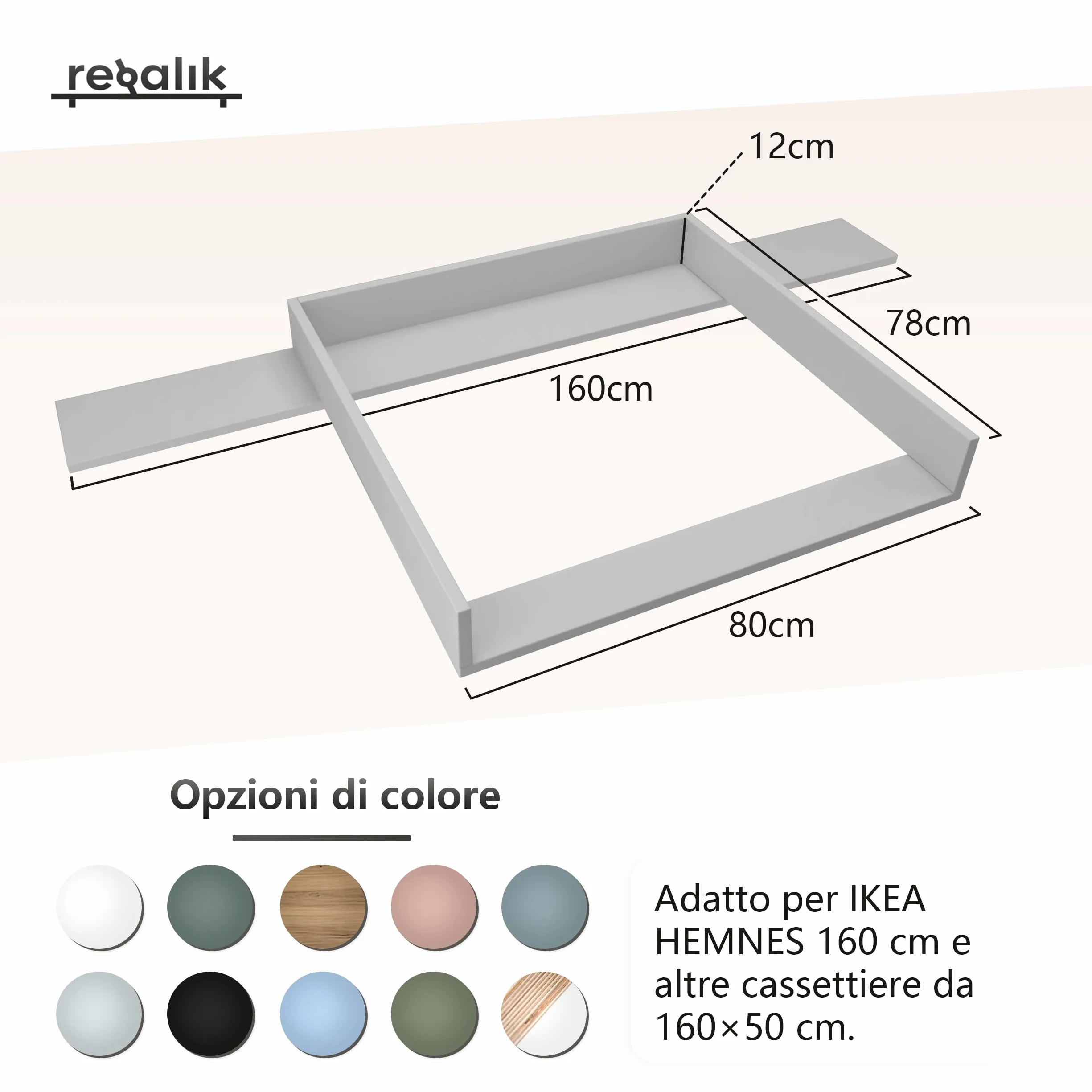 Ikea Fasciatoio con Piastra 50 x 160 cm Bianco Rimovibile