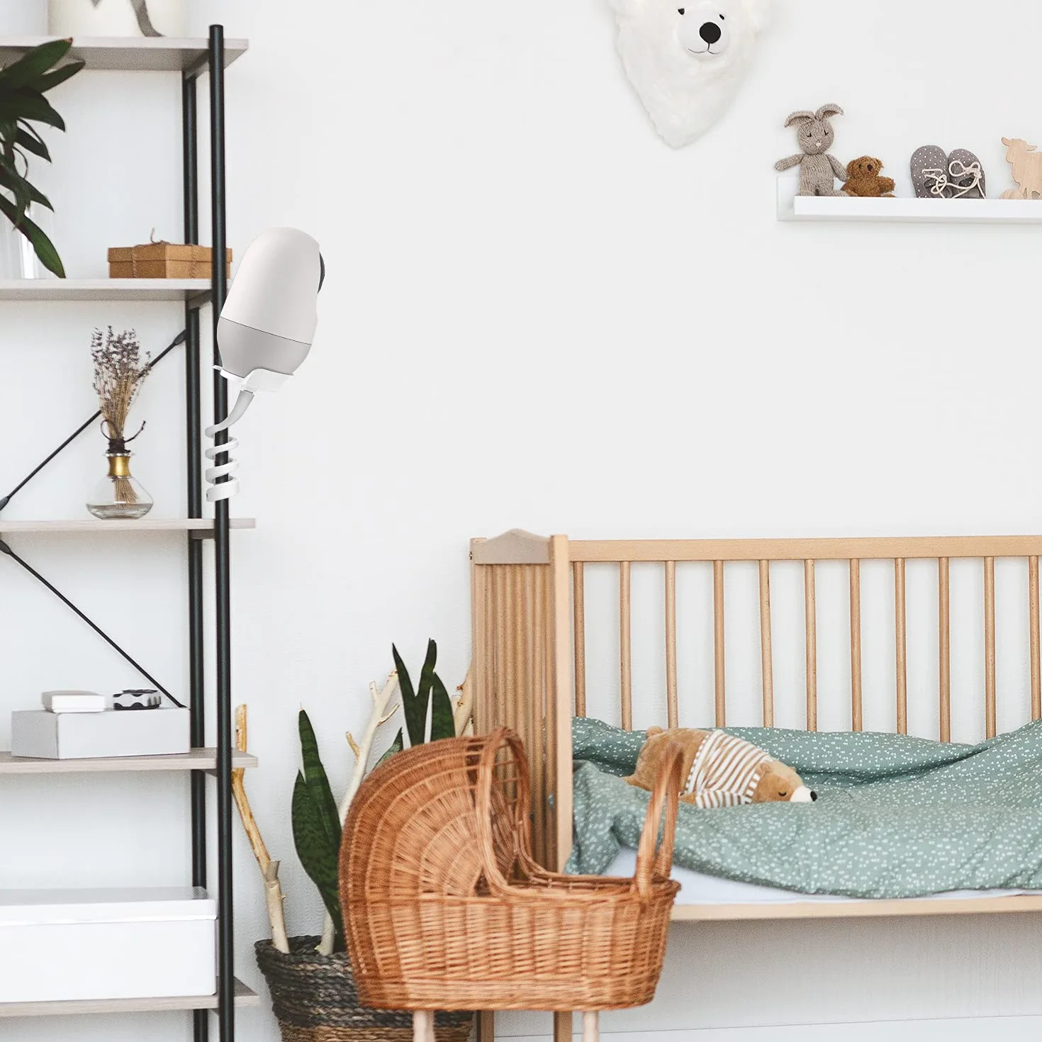 HOLACA Nooi e Supporto flessibile baby monitor fotocamera 2K telecamera sorveglianza interna bianco