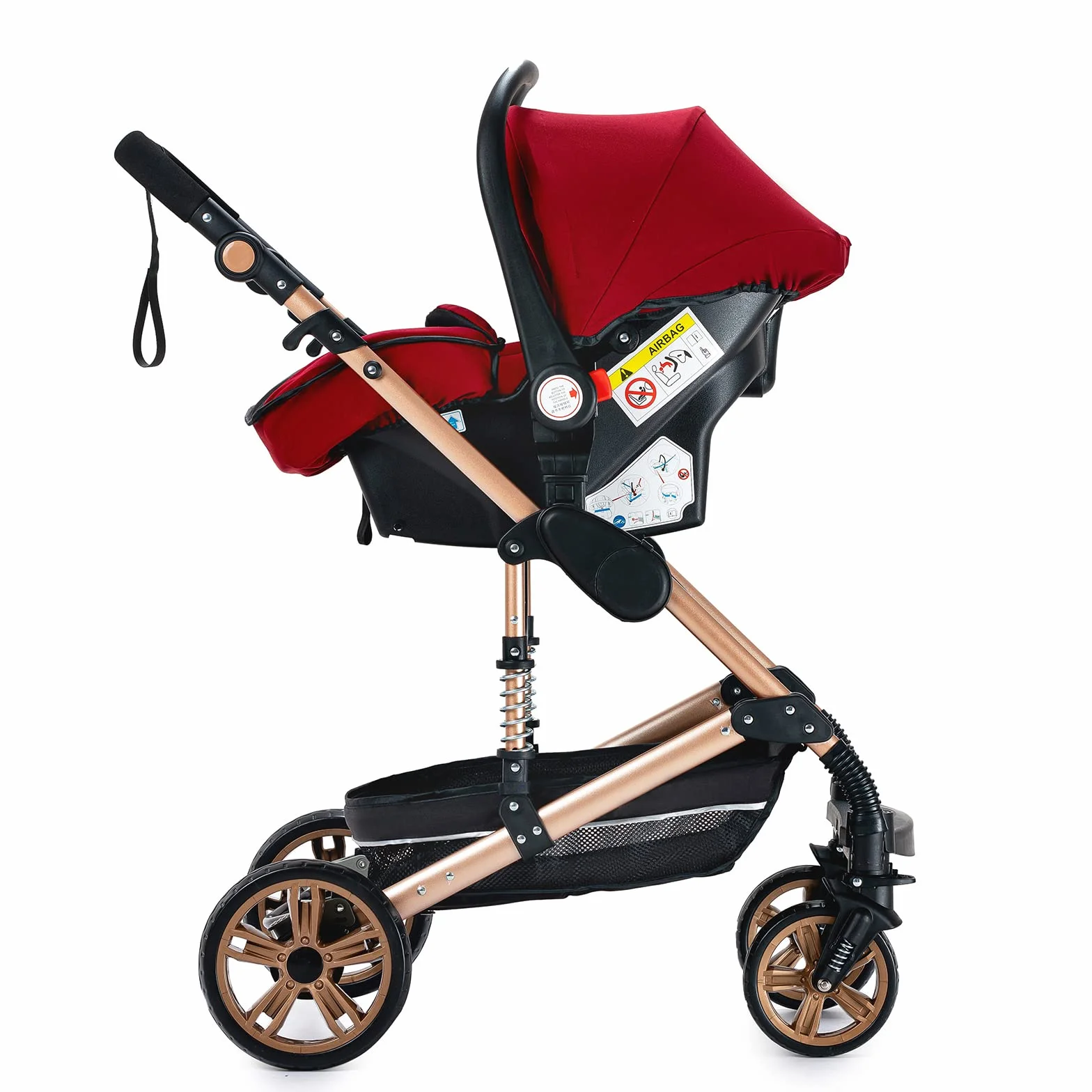Magic ZC Passeggino Trio 3 in 1, Carrozzina Neonati Pieghevole Portatile, Spinta Reversibile a Due Vie (rosso 739)