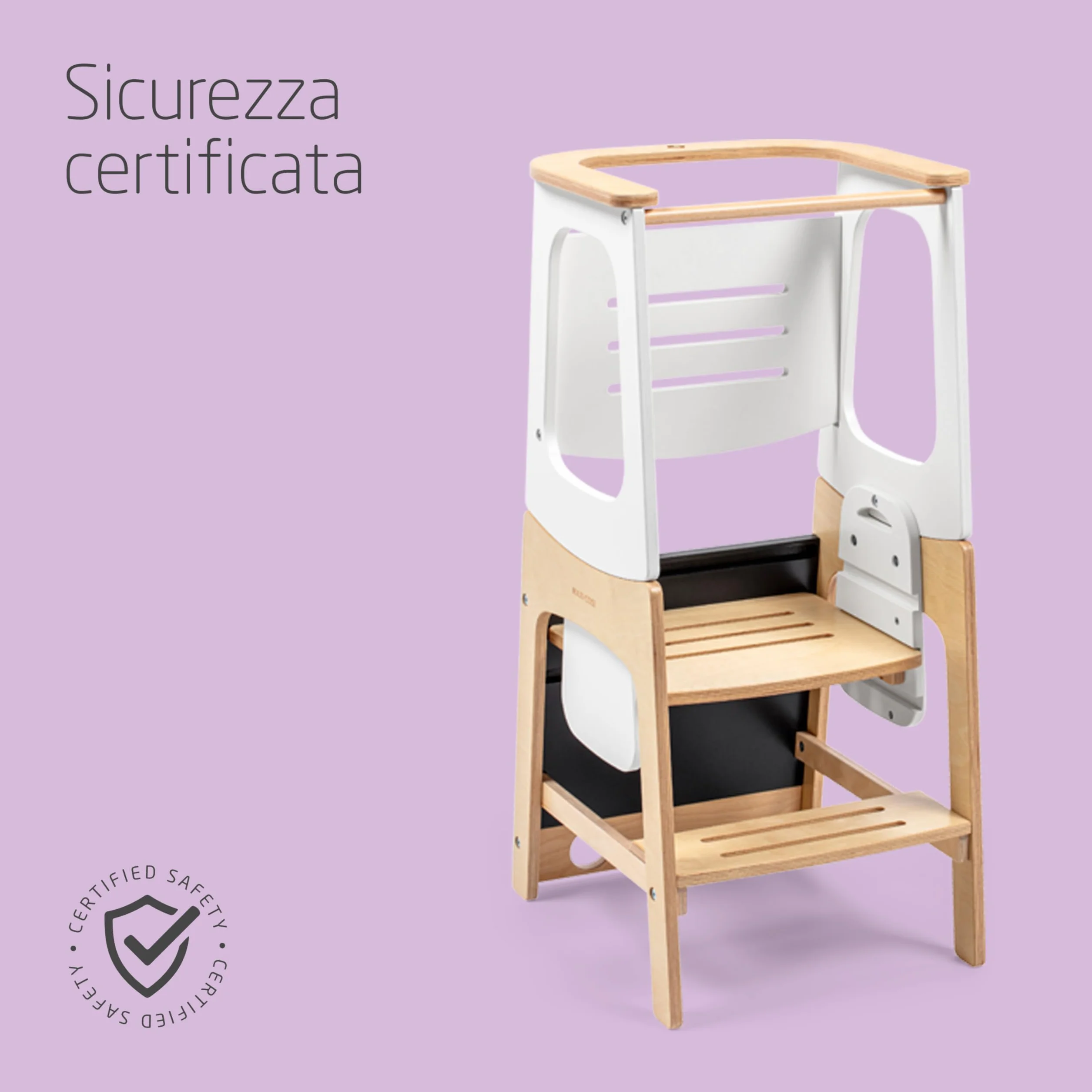 Maxi-Cosi Toucan Torre Montessoriana Bambini in Legno Regolabile in Altezza Convertibile Tavolo Sedia Portata 150kg FSC 100% Natural Wood