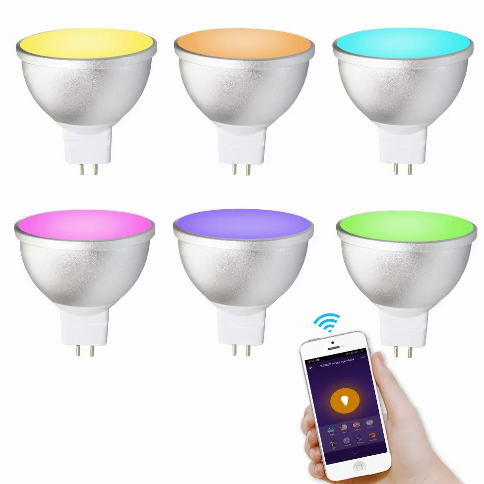 BENEXMART Gu5.3 - Lampadina LED MR16 12 V WiFi Alexa Google Home Assistant IFTTT Tuya Smart Life App telecomando RGB LED dimmerabile, bianco, GU5.3, 5.00W