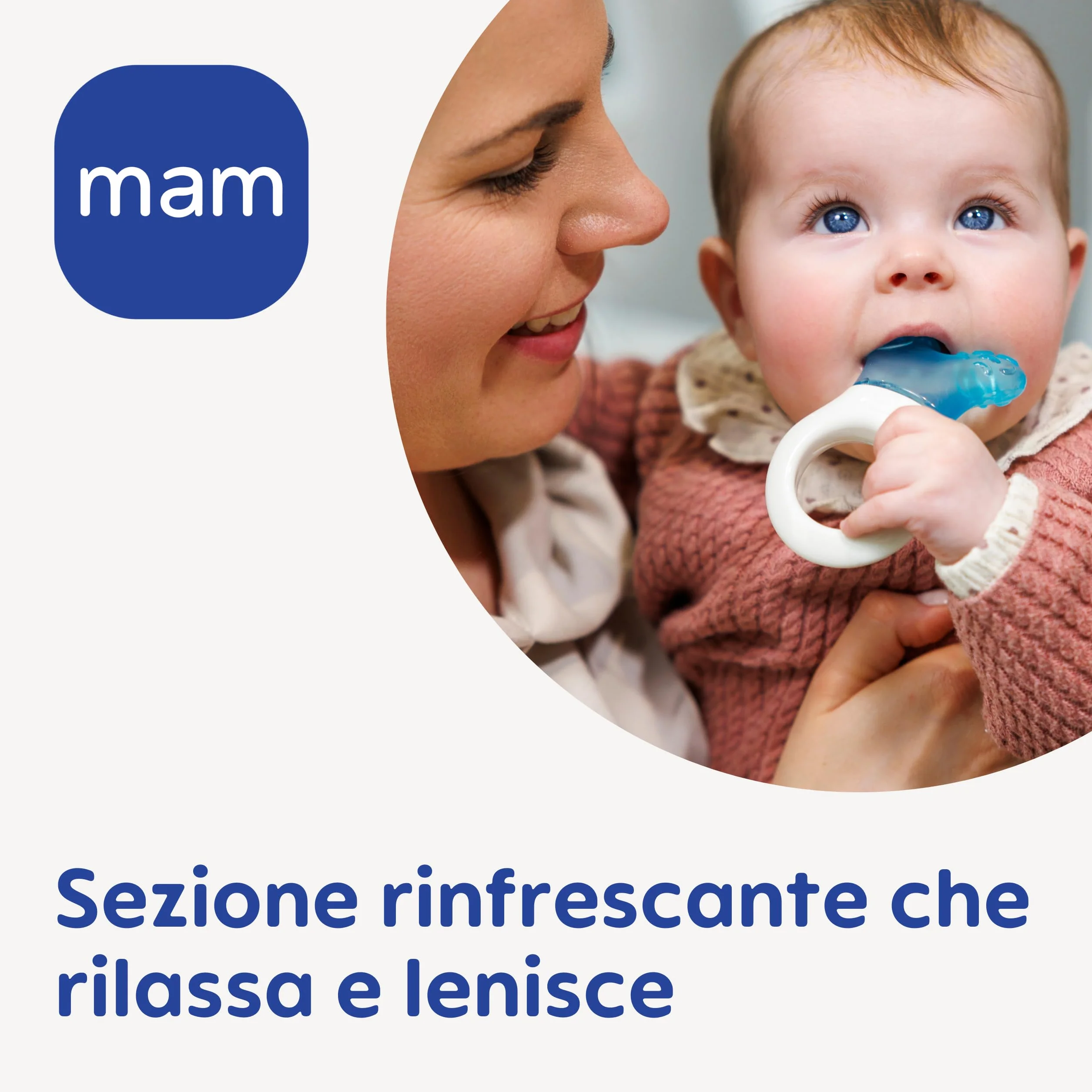 MAM Mini Cooler & Clip Dentaruolo, Massaggia gengive neonati 2+ mesi, Azzurro
