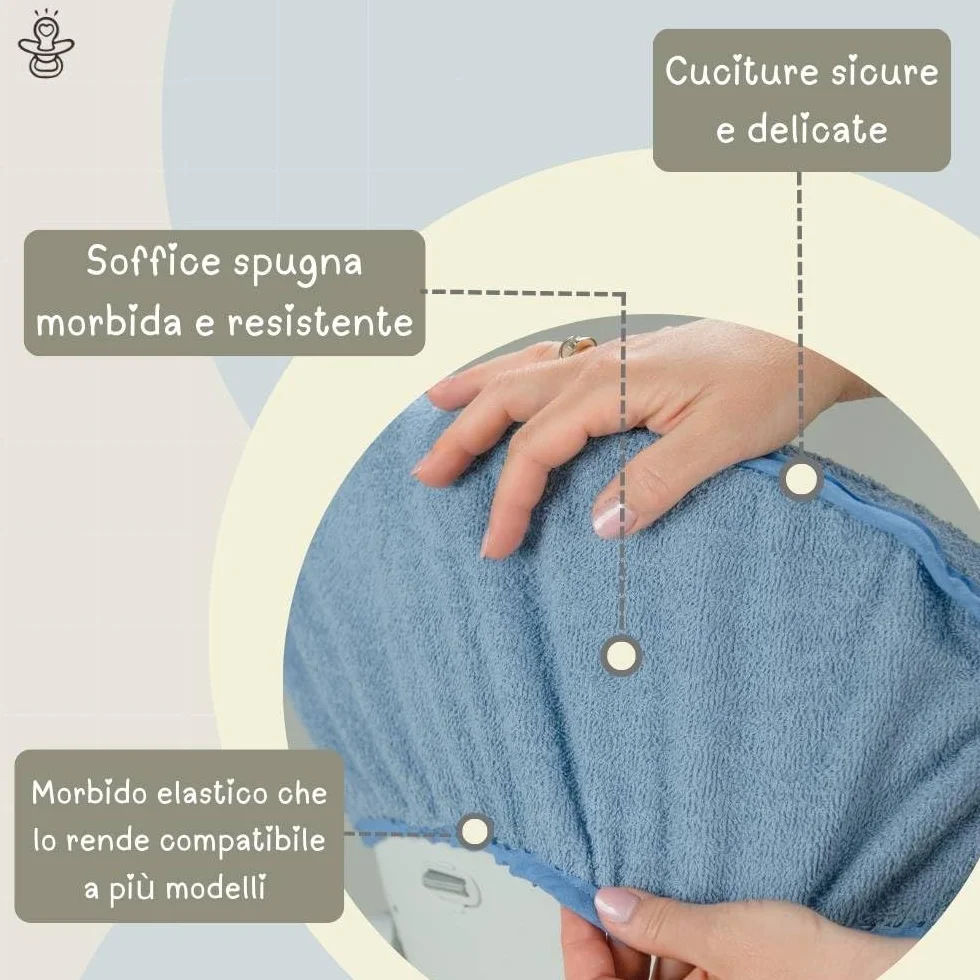 Copri Seggiolone Pappa Universale in Morbida Spugna di Cotone 100% Made in Italy Beige