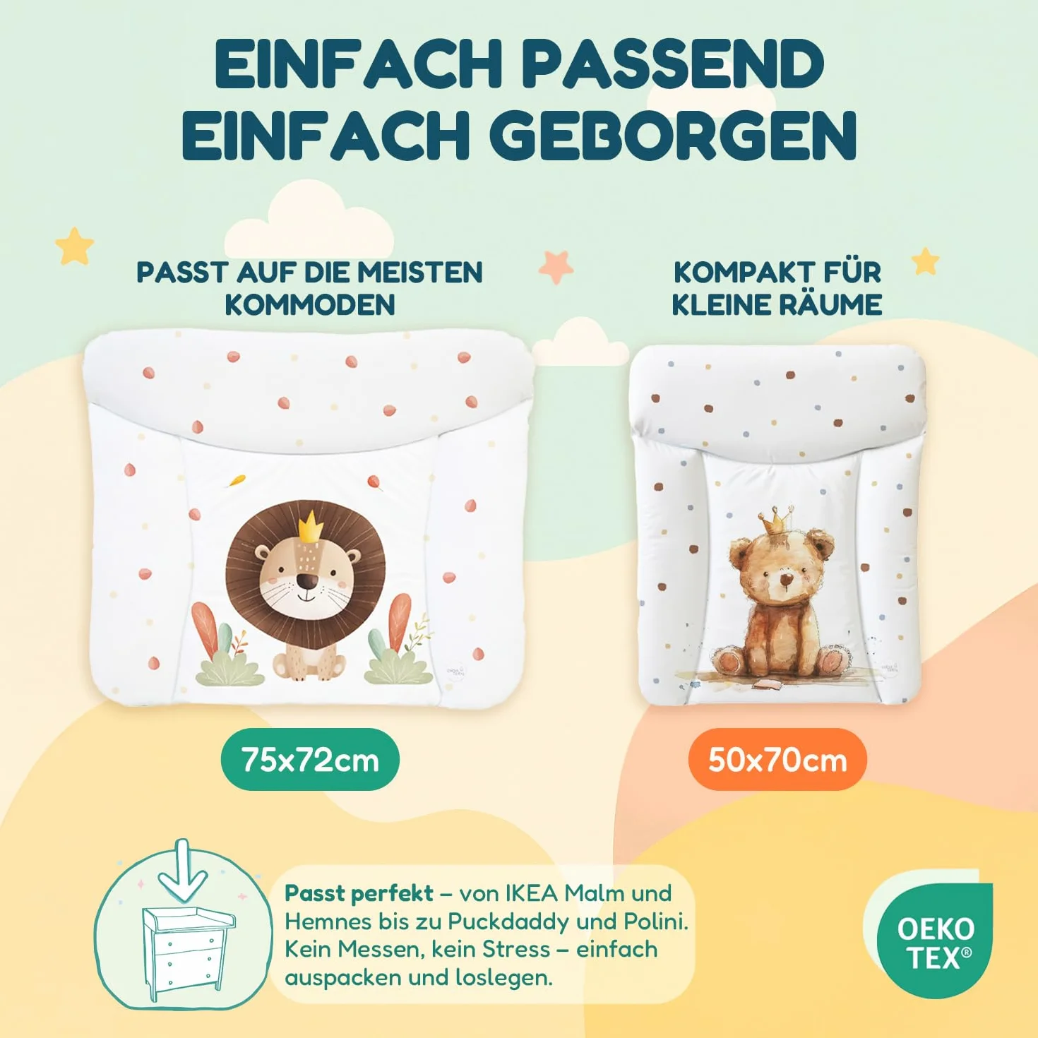 Ceba Baby Fasciatoio Materassino 70x50 cm Elefante nel pallone - Cuscino Lavabile Impermeabile Öko-Tex