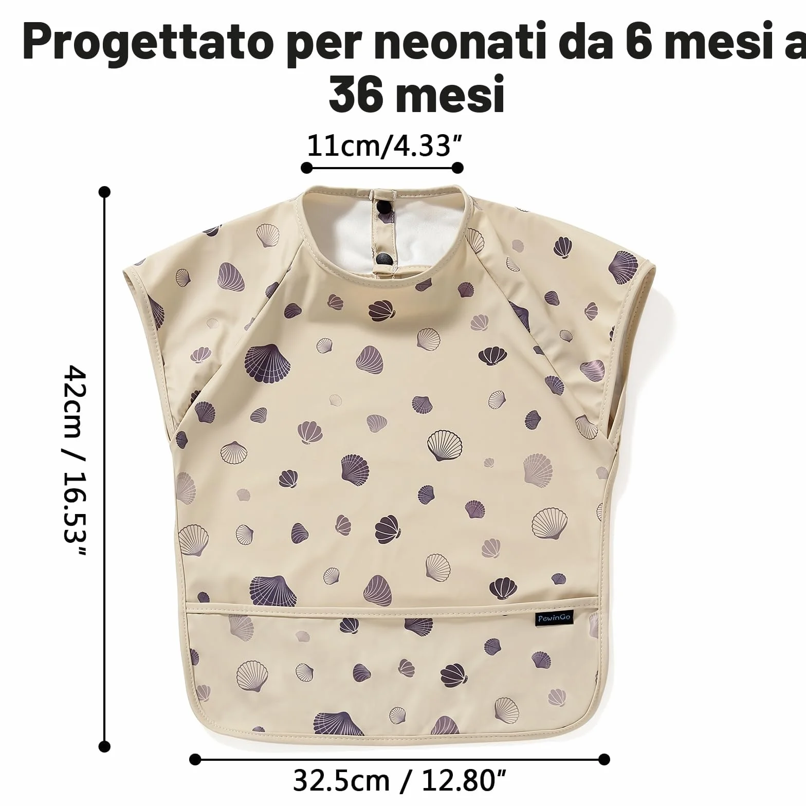 Bavaglino per Svezzamento con Maniche Corte BLW Morbido Delicato Pelle