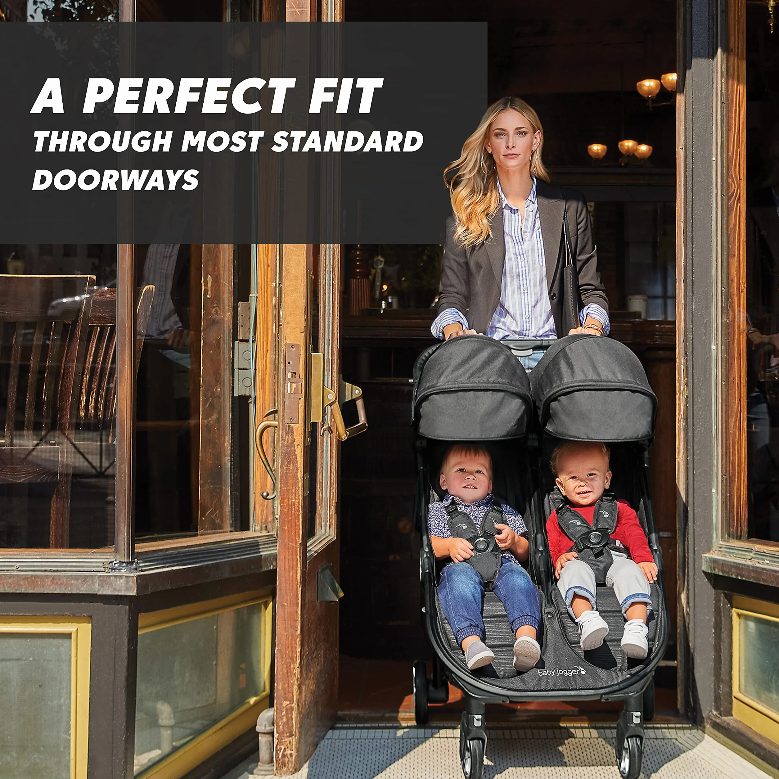 Baby Jogger City Tour 2 Passeggino da viaggio doppio, leggero, pieghevole, portatile, Nero