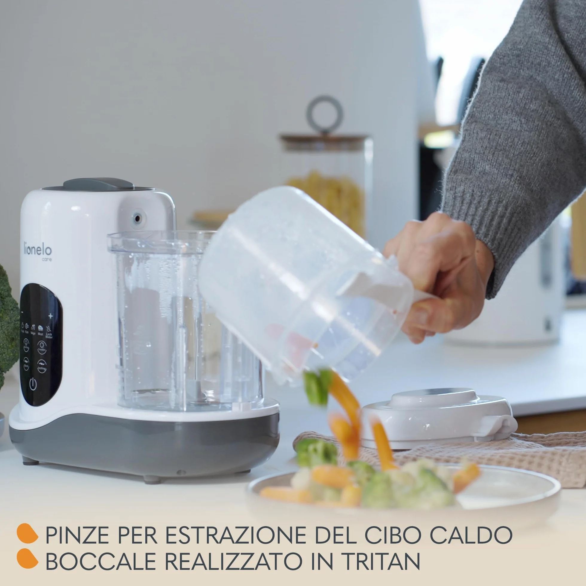 Lionelo BABYMENU 5in1 Robot Cucina e Scaldabiberon per Bambini: Cottura a Vapore, Frullatura, Riscaldamento, Scongelamento, Sterilizzazione, Senza BPA, 35 Ricette