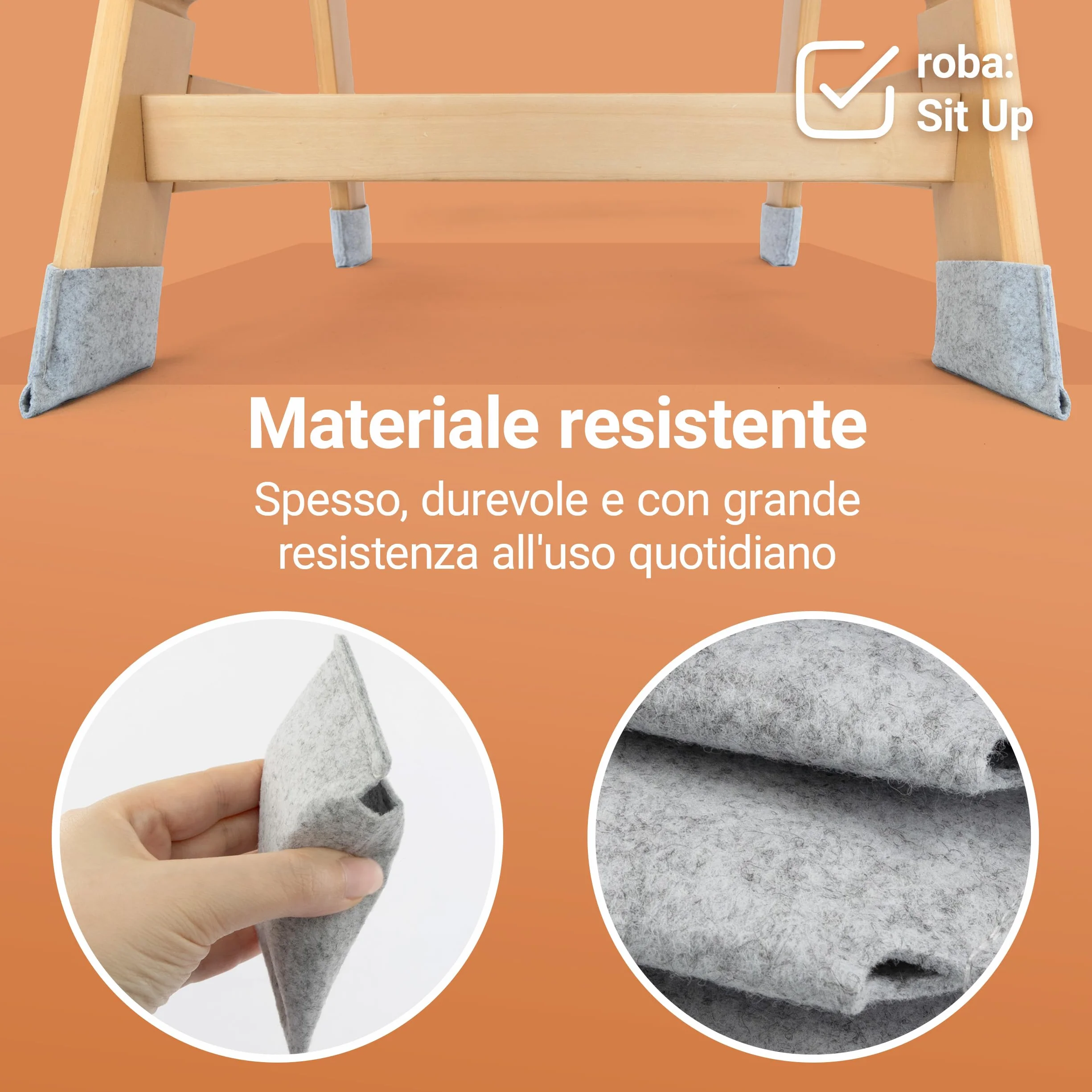 LaLoona Set Feltrini per Seggiolone 4 Protezioni Pavimento Compatibili con hauck Alpha Beta roba Sit Up Antigraffio Grigio