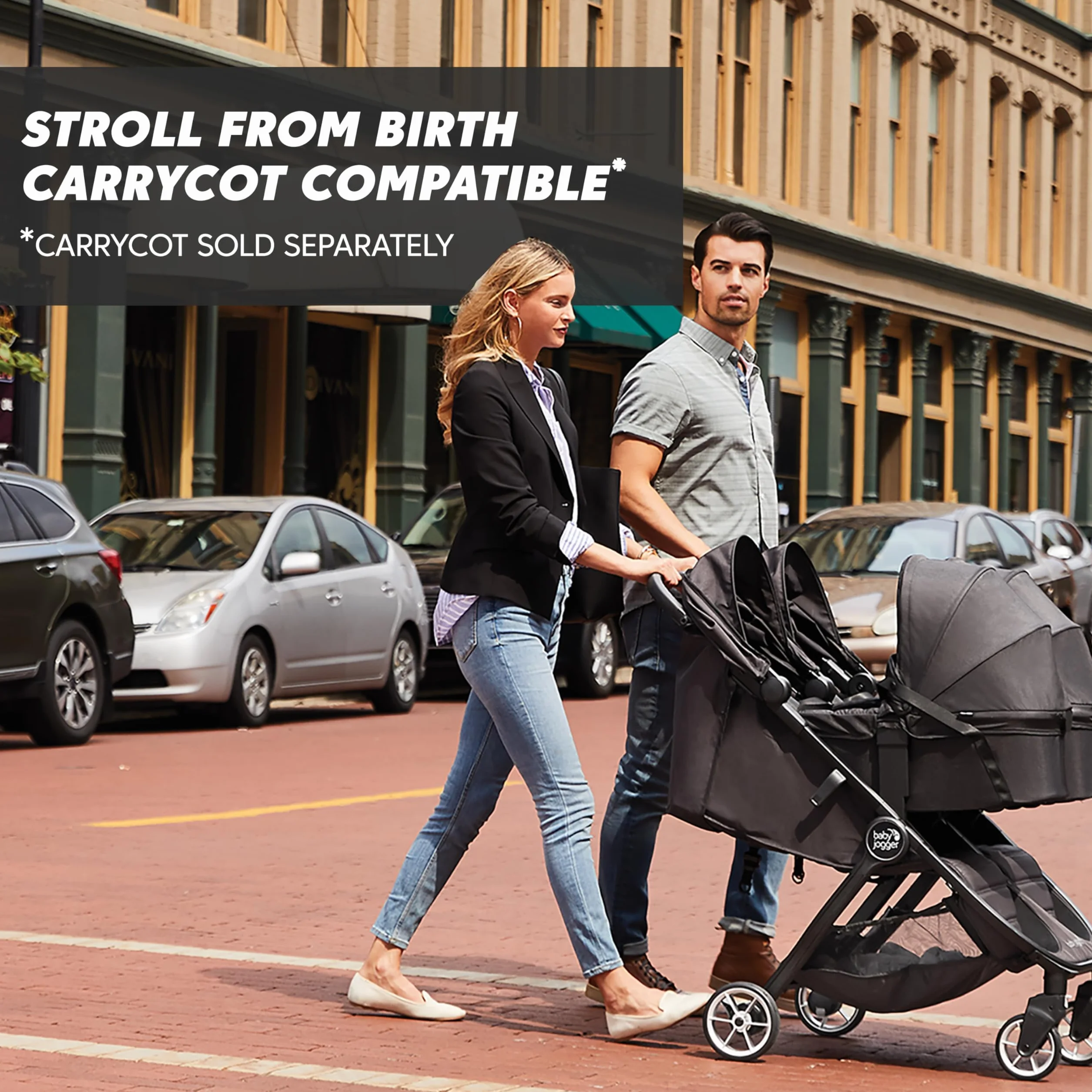 Baby Jogger City Tour 2 Passeggino da viaggio doppio, leggero, pieghevole, portatile, Nero