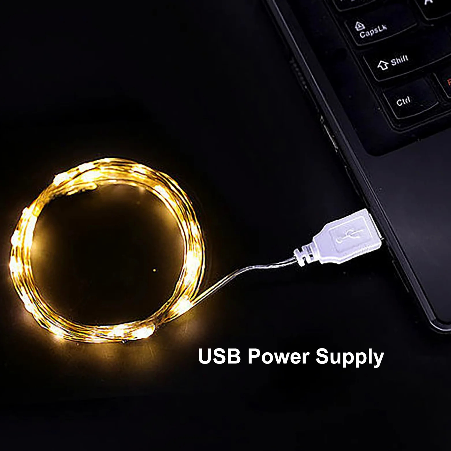 Sokelinn-six Stringa luminosa con 20 LED, alimentata tramite USB, per scrivania, ufficio, albero di Natale, decorazione per feste (Warm, 12)