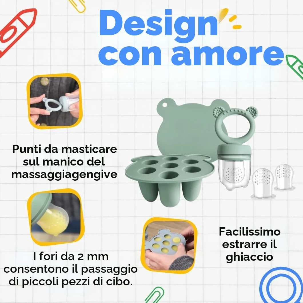 Ciuccio Mam Frutta 4M+ Stampo per Ghiaccioli al Latte Materno Silicone Morbido Senza BPA
