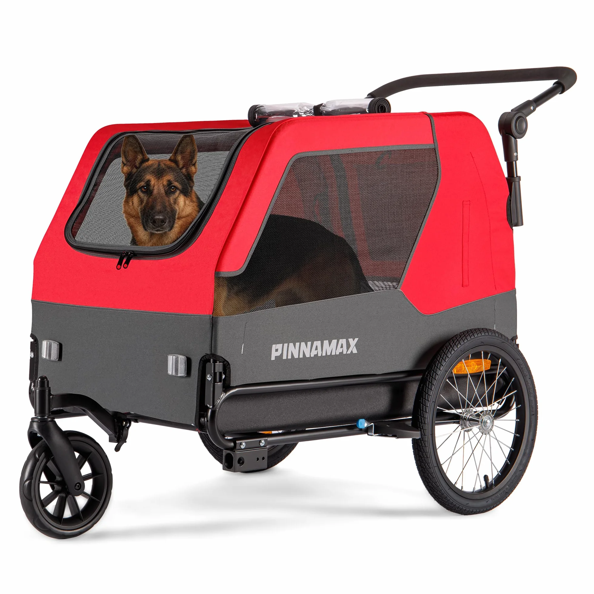 PINNAMAX Rimorchio per cani per biciclette 2 in 1, portata 45 kg, gancio universale