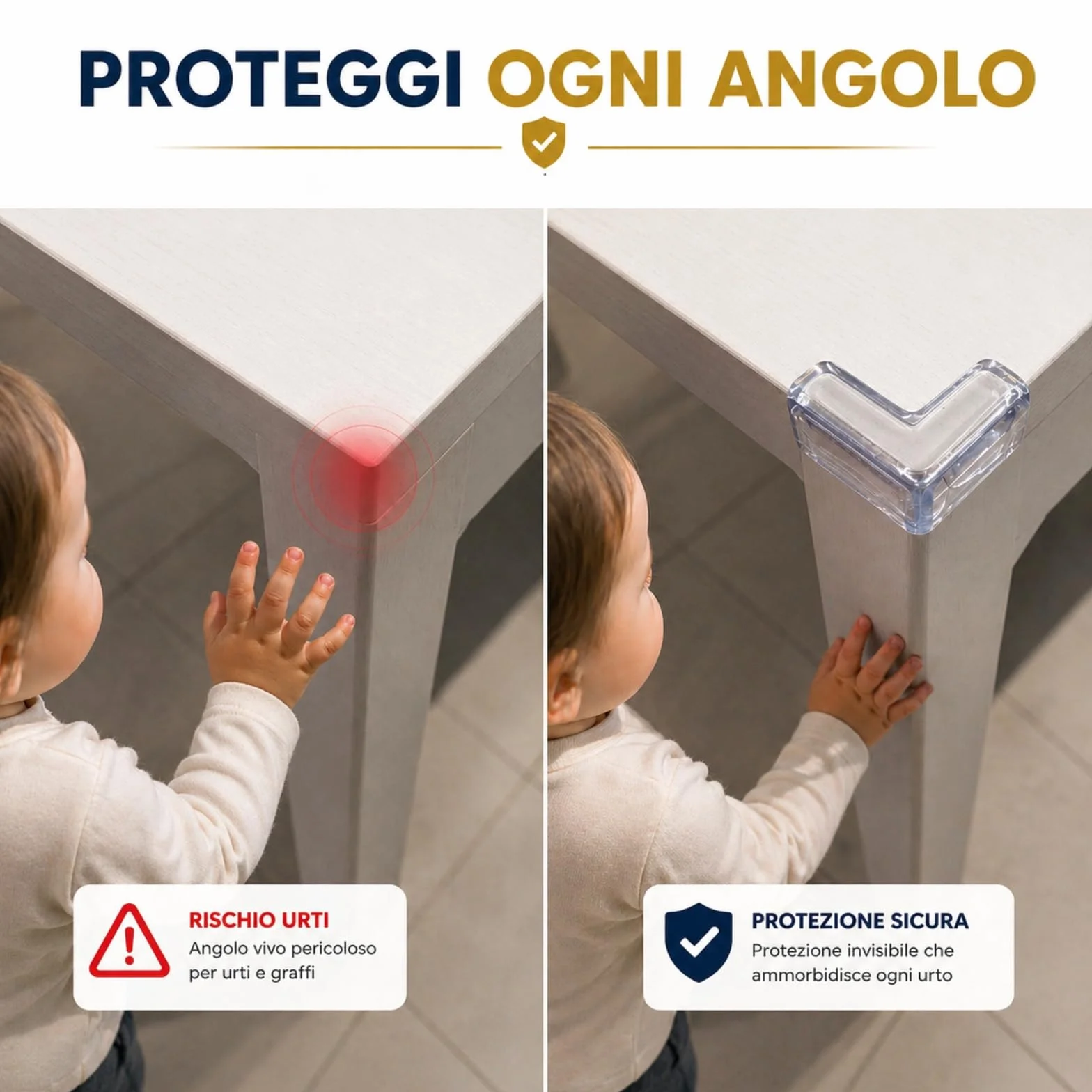 Paraspigoli Bambini 12 Pezzi Angolari PVC Trasparenti Copri Spigoli Tavolo Protezione Casa
