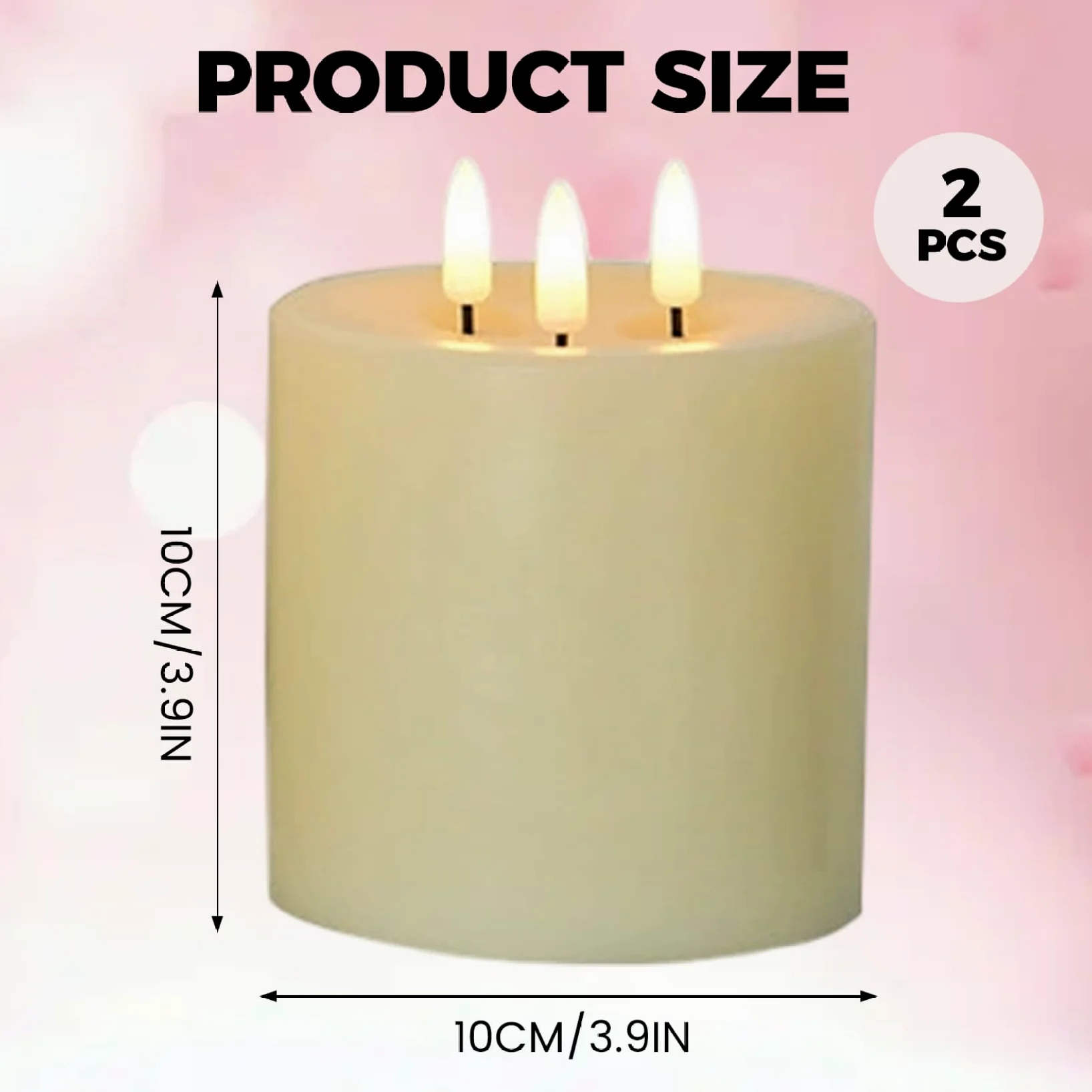 Candele a batteria, 2 candele tremolanti a 3 stoppini, 10 cm/4 pollici | Candele senza fiamma con telecomando e timer per Natale, matrimoni, feste, espositori da tavolo ed eventi festivi.