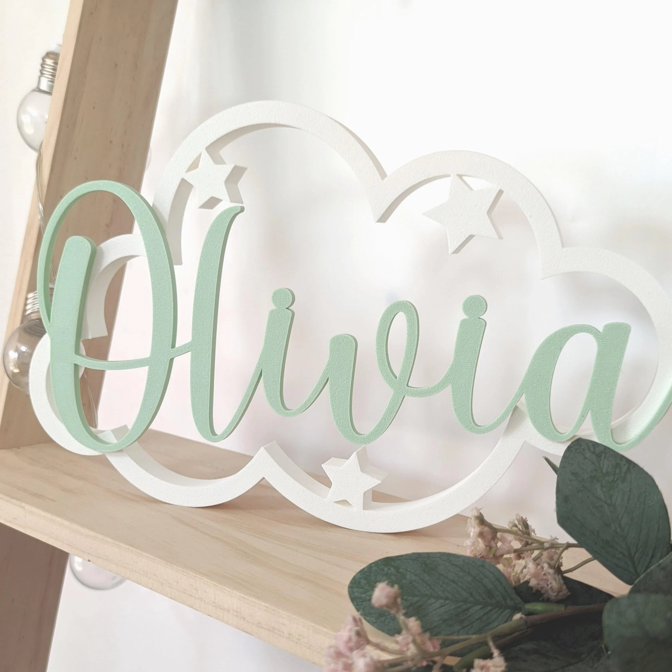 Nuvola decorativa personalizzata con nome, 15 colori, regalo per camera bambini