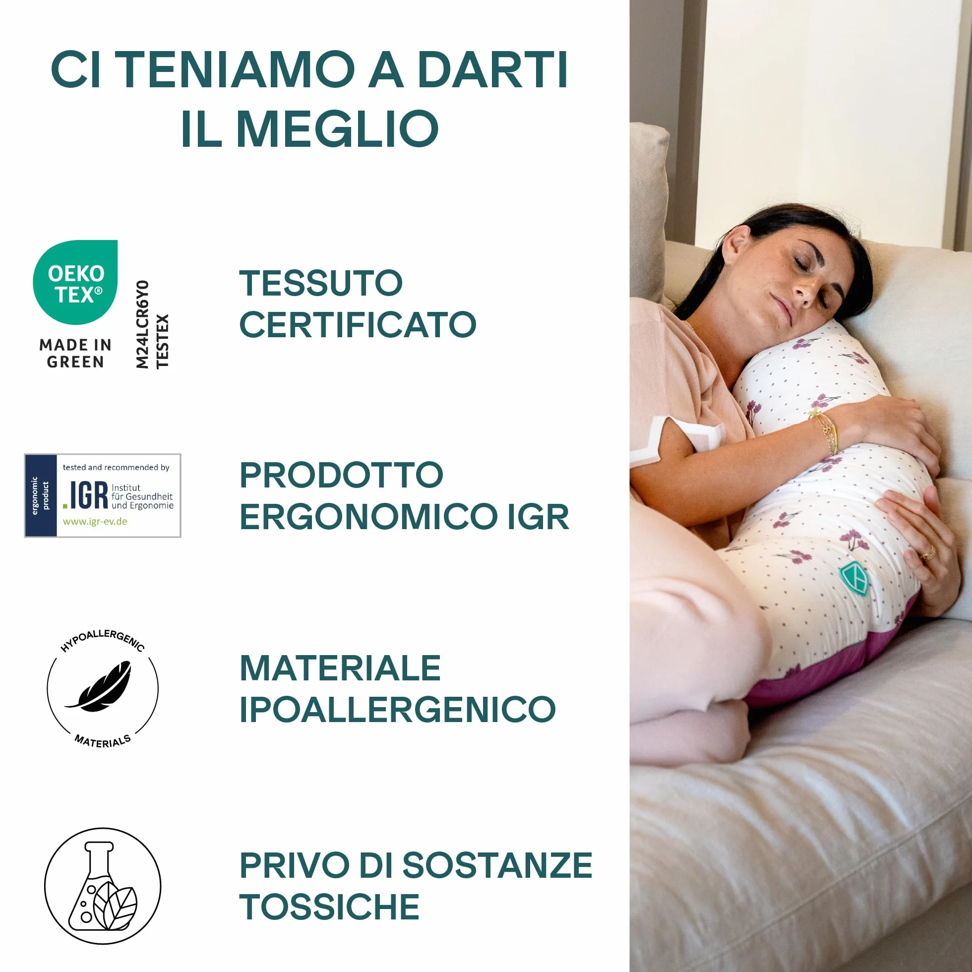 Koala Babycare Cuscino Gravidanza 2 in 1 XXL Sfoderabile Ipoallergenico Ergonomico 100% Cotone